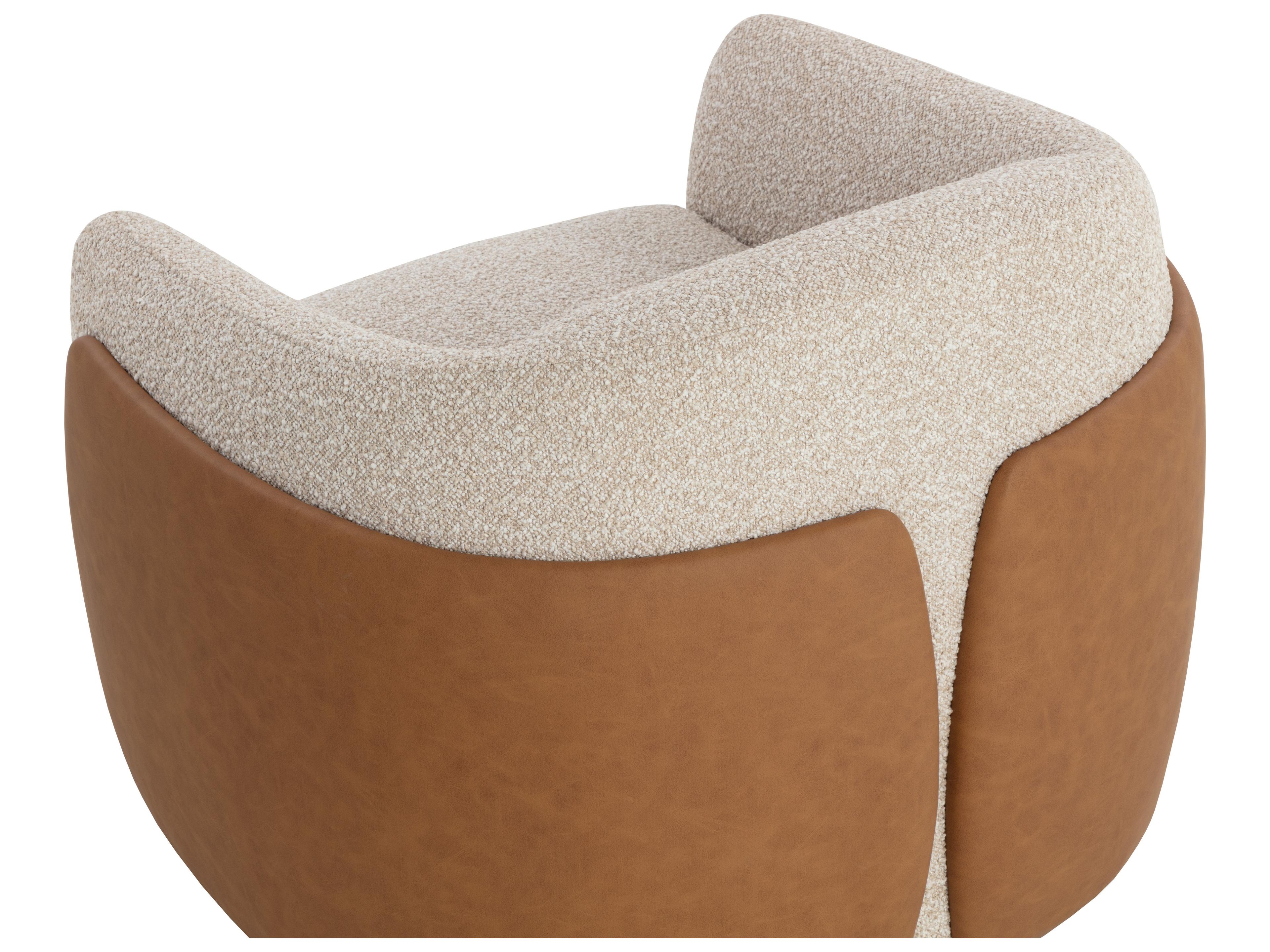 Sunpan Caris Swivel Beige Accent Chair