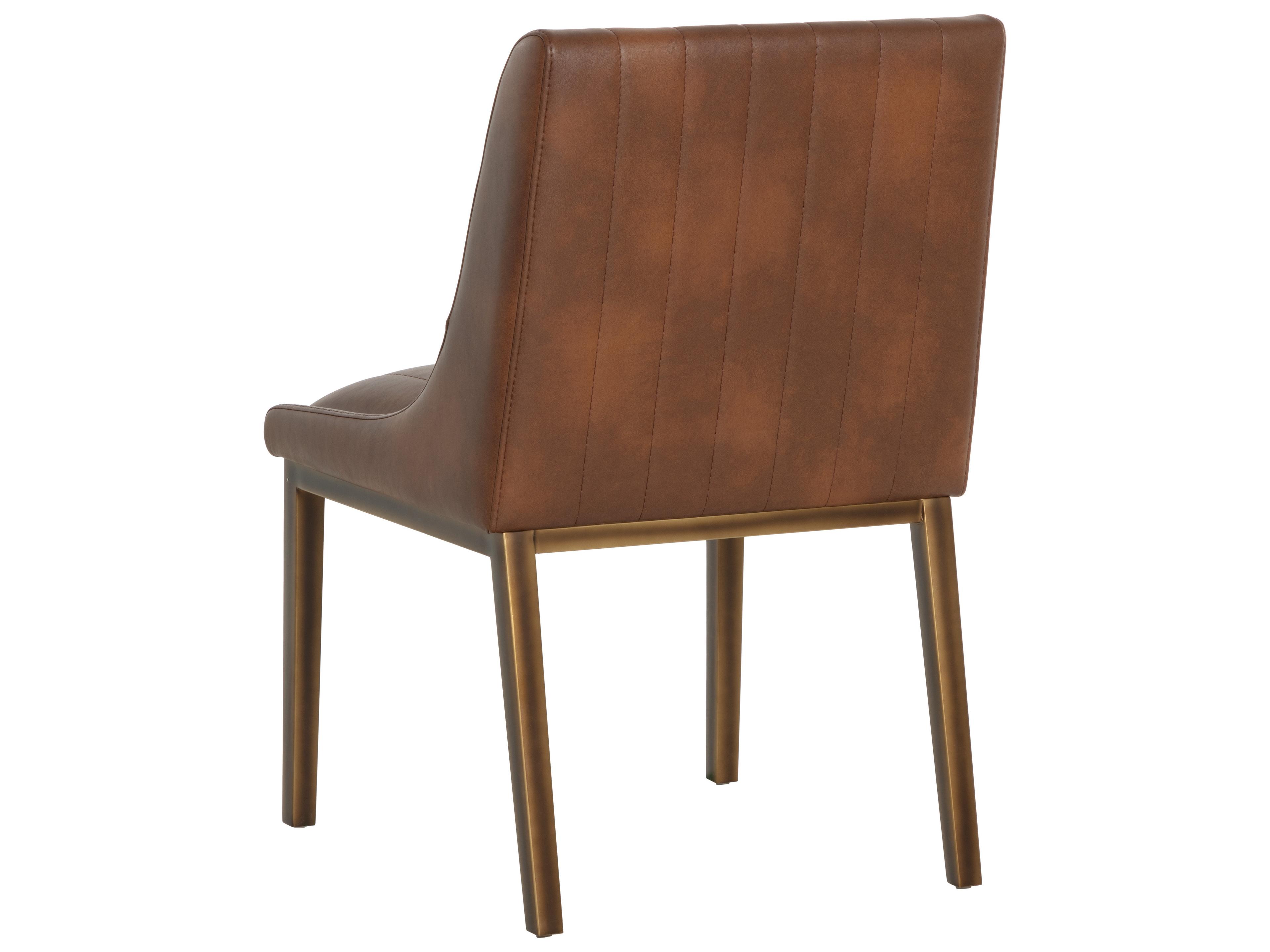 Sunpan Halden Solid Wood Brown Faux Leather Armless Dining Chair
