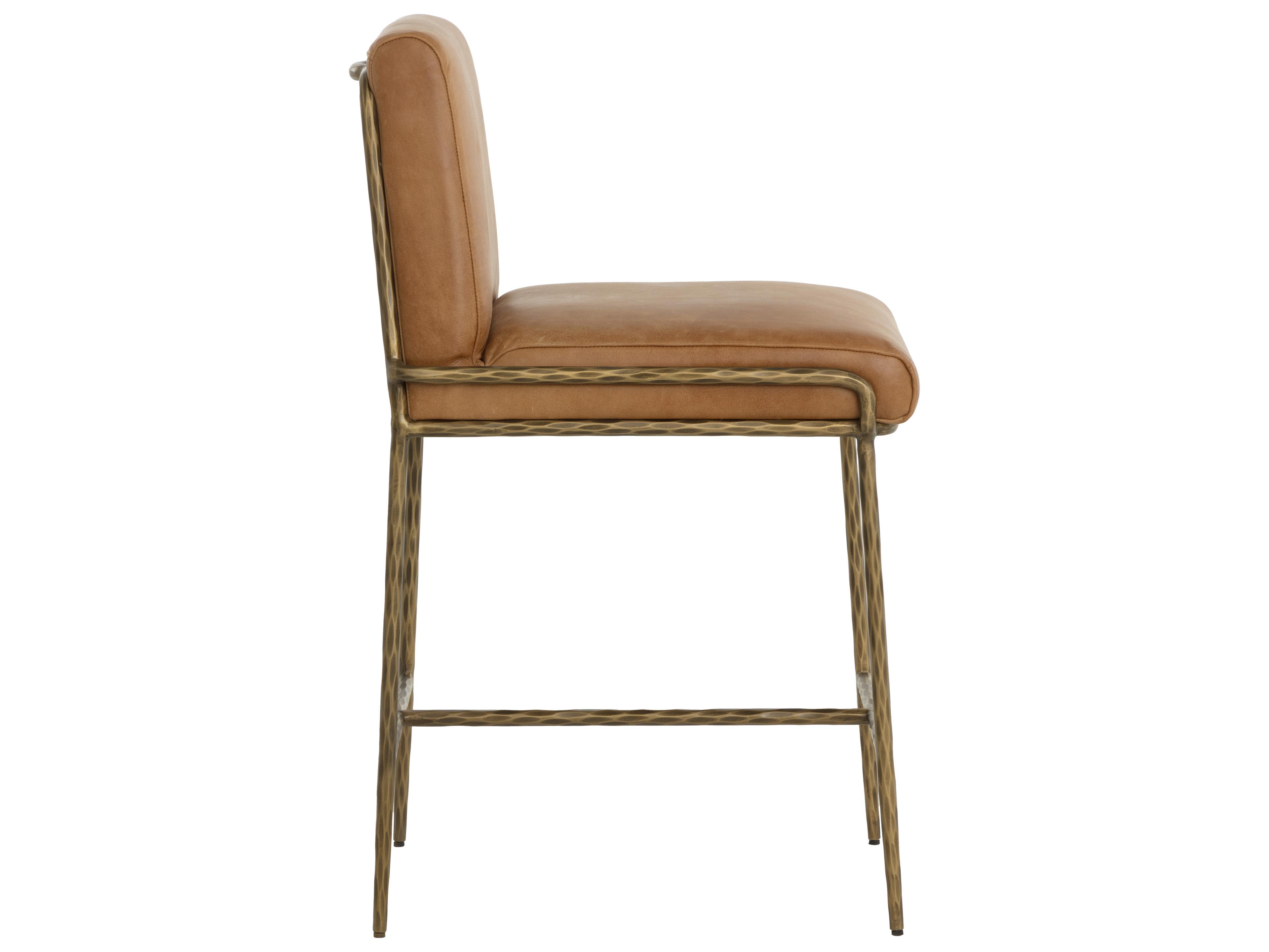 Sunpan Lathan Counter Stool in Tan Leather