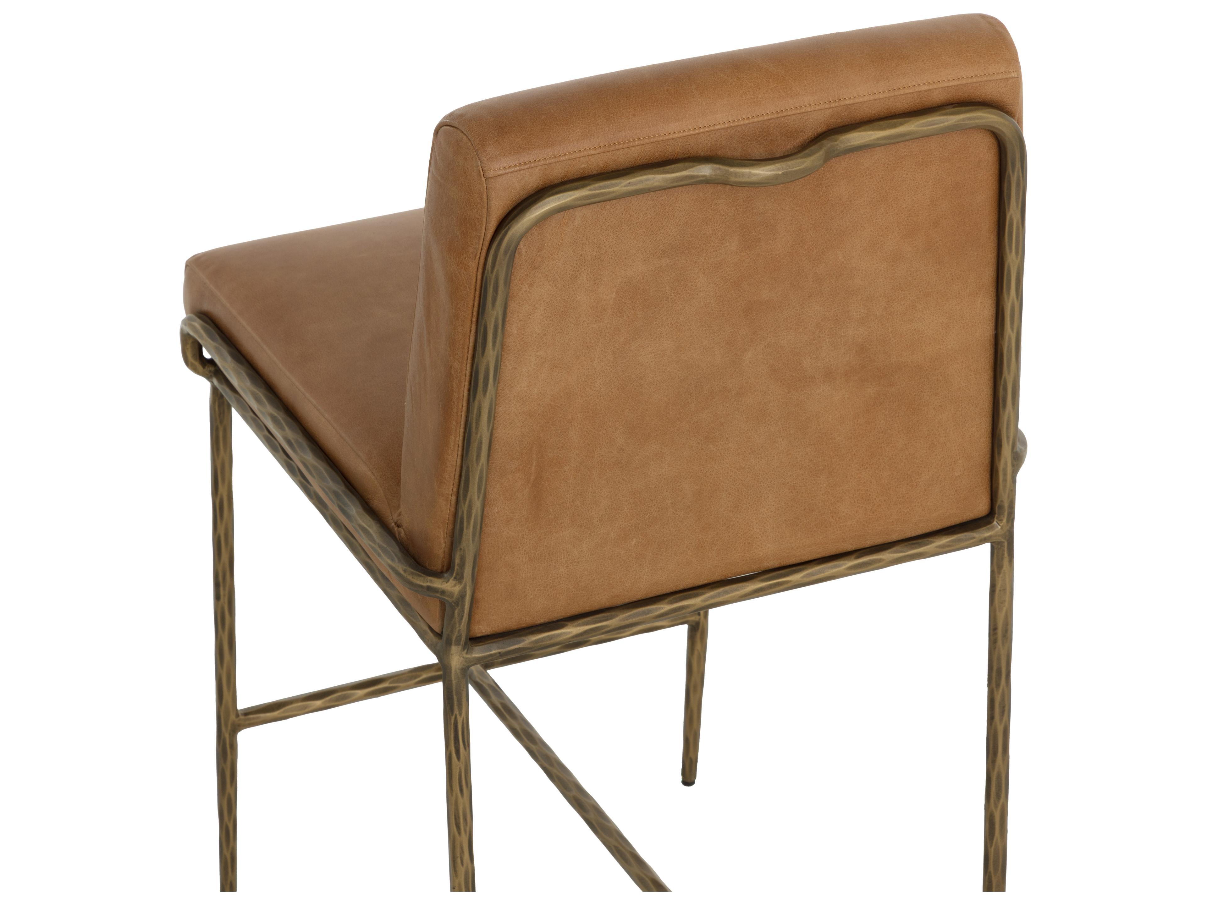 Sunpan Lathan Counter Stool in Tan Leather