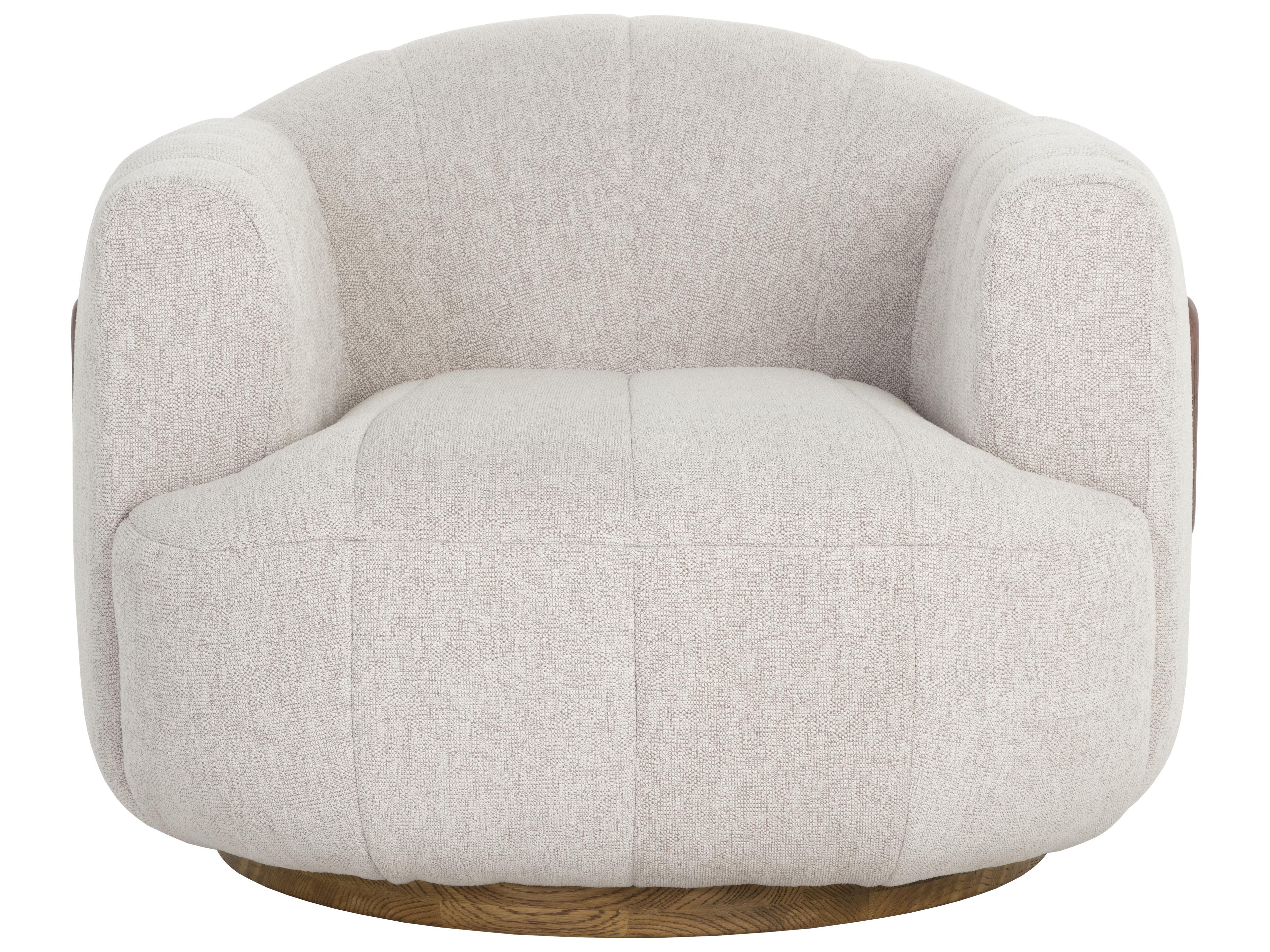 Sunpan Tadeo Swivel Armchair in Warm Brown in Dove Cream