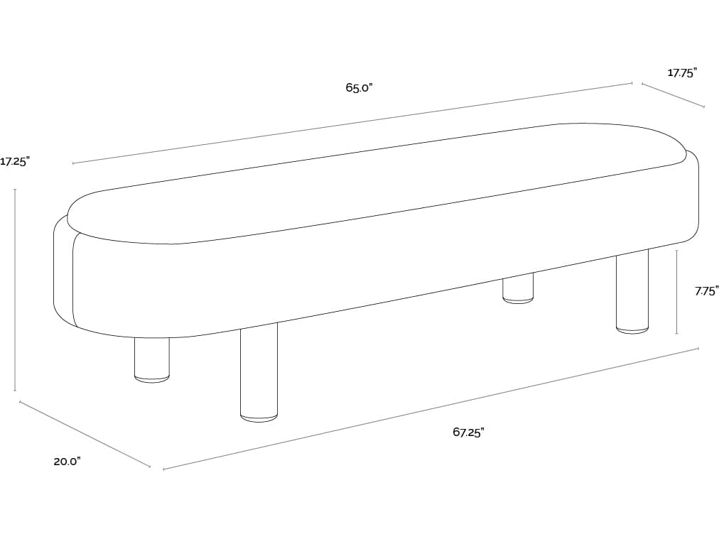Sunpan Odella Bench in Meg Taupe / Porcini Taupe
