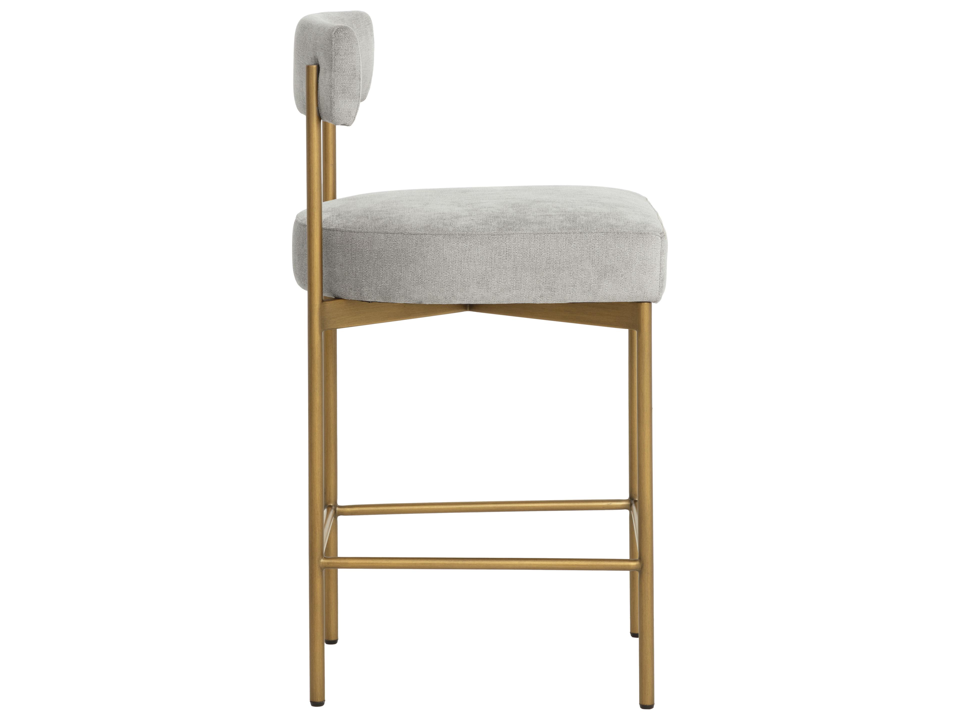 Sunpan Seneca Counter Stool in Antique Brass in Polo Club Stone