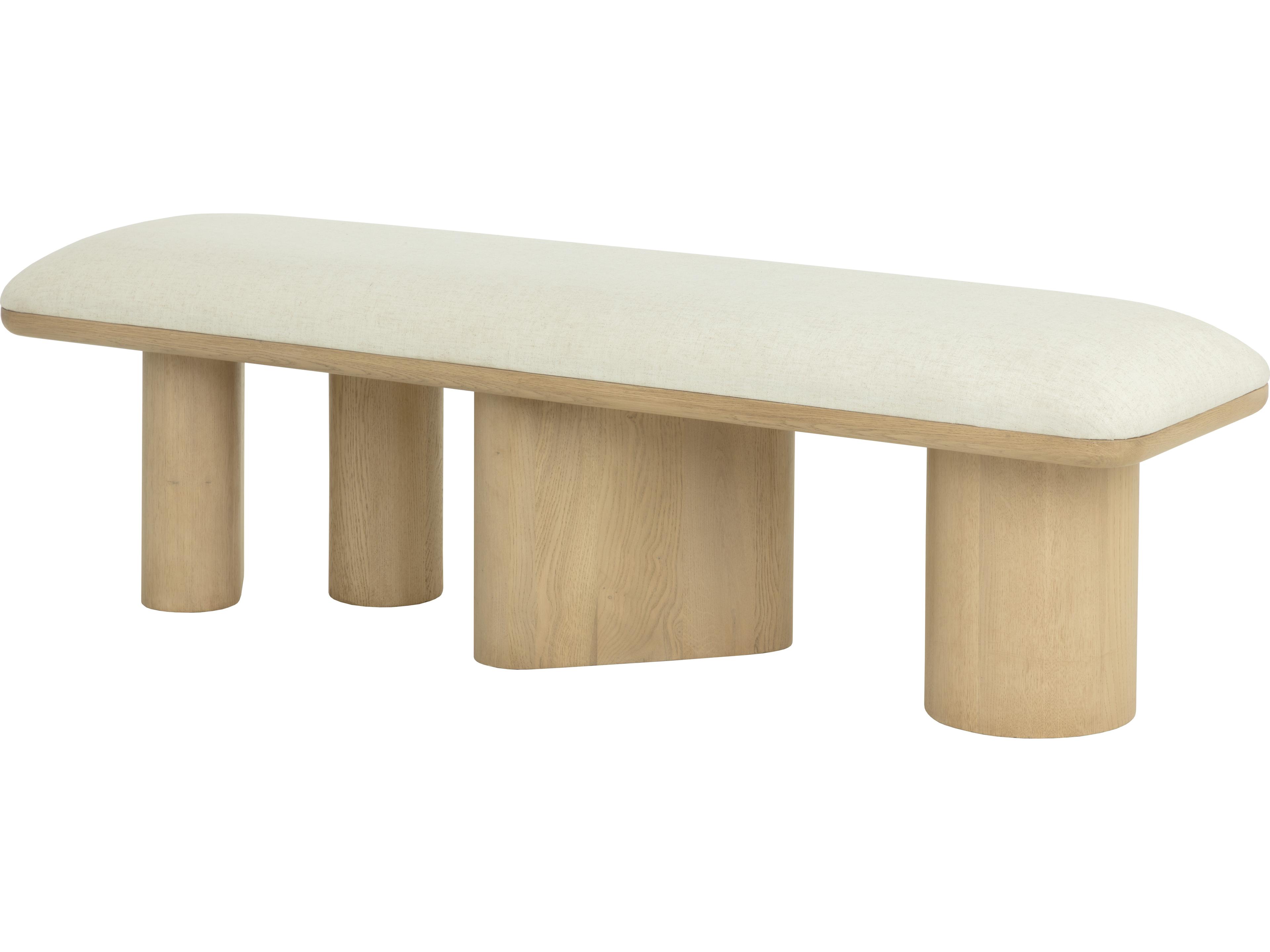 Sunpan Hiro Bench in Light Oak in Geralt Linen