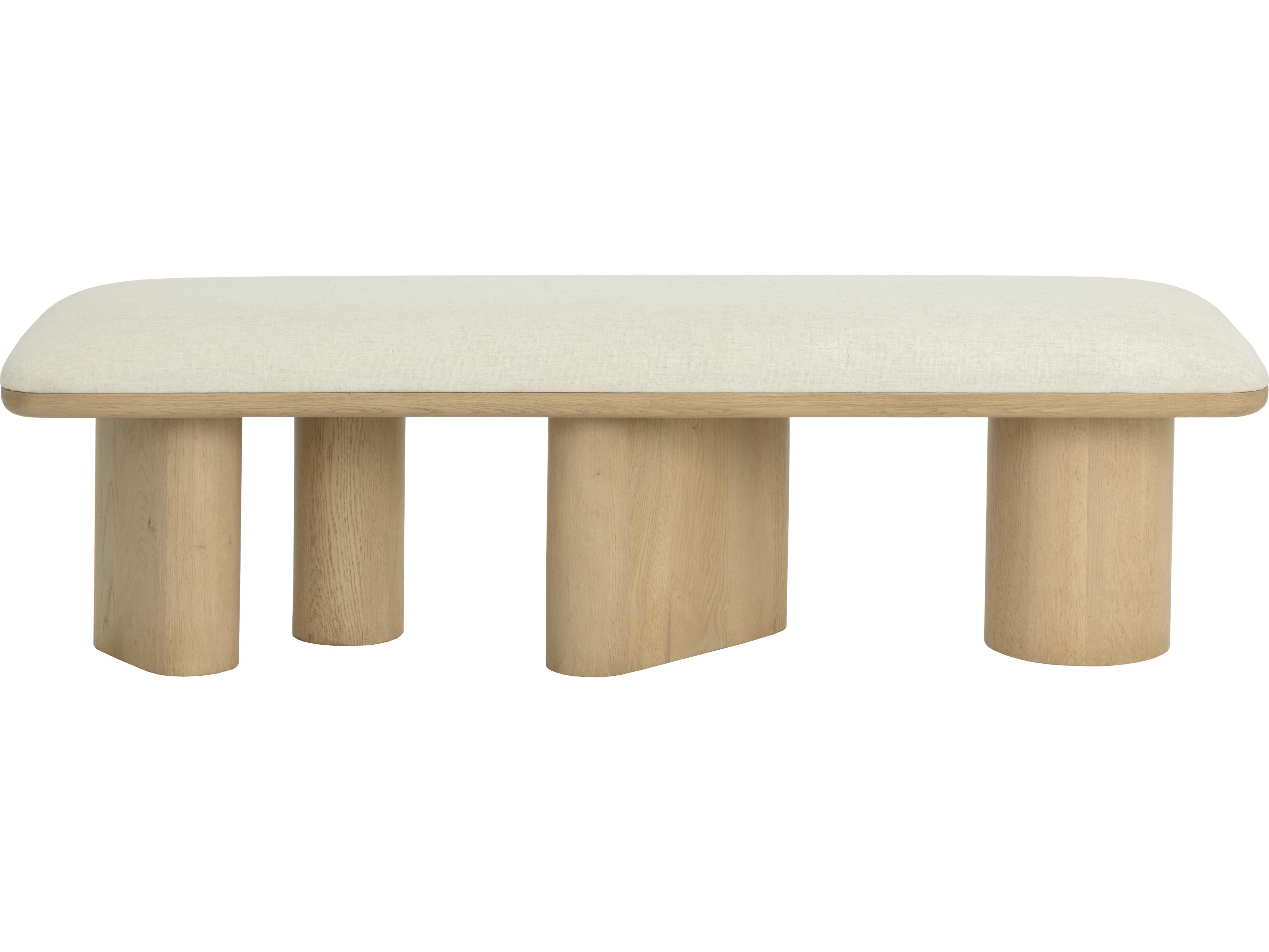 Sunpan Hiro Bench in Light Oak in Geralt Linen