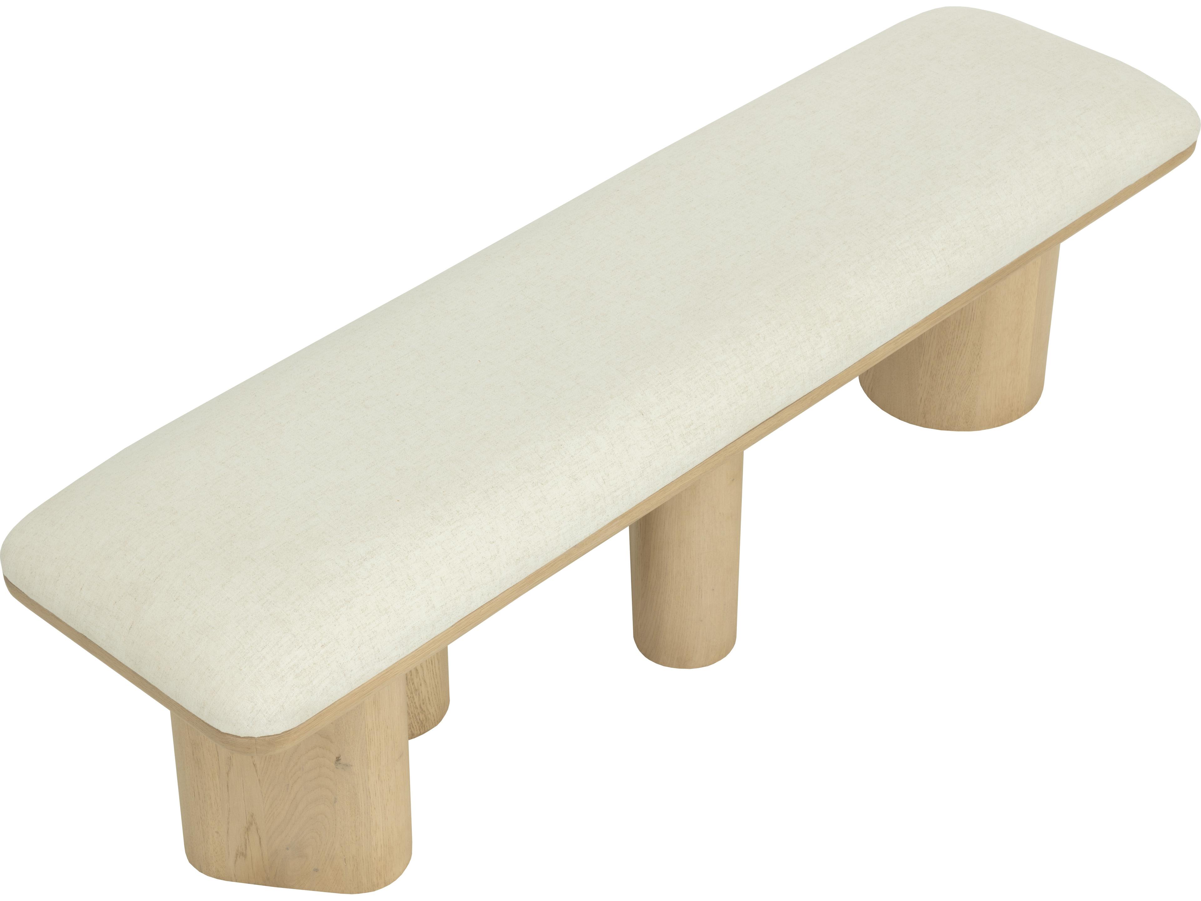 Sunpan Hiro Bench in Light Oak in Geralt Linen