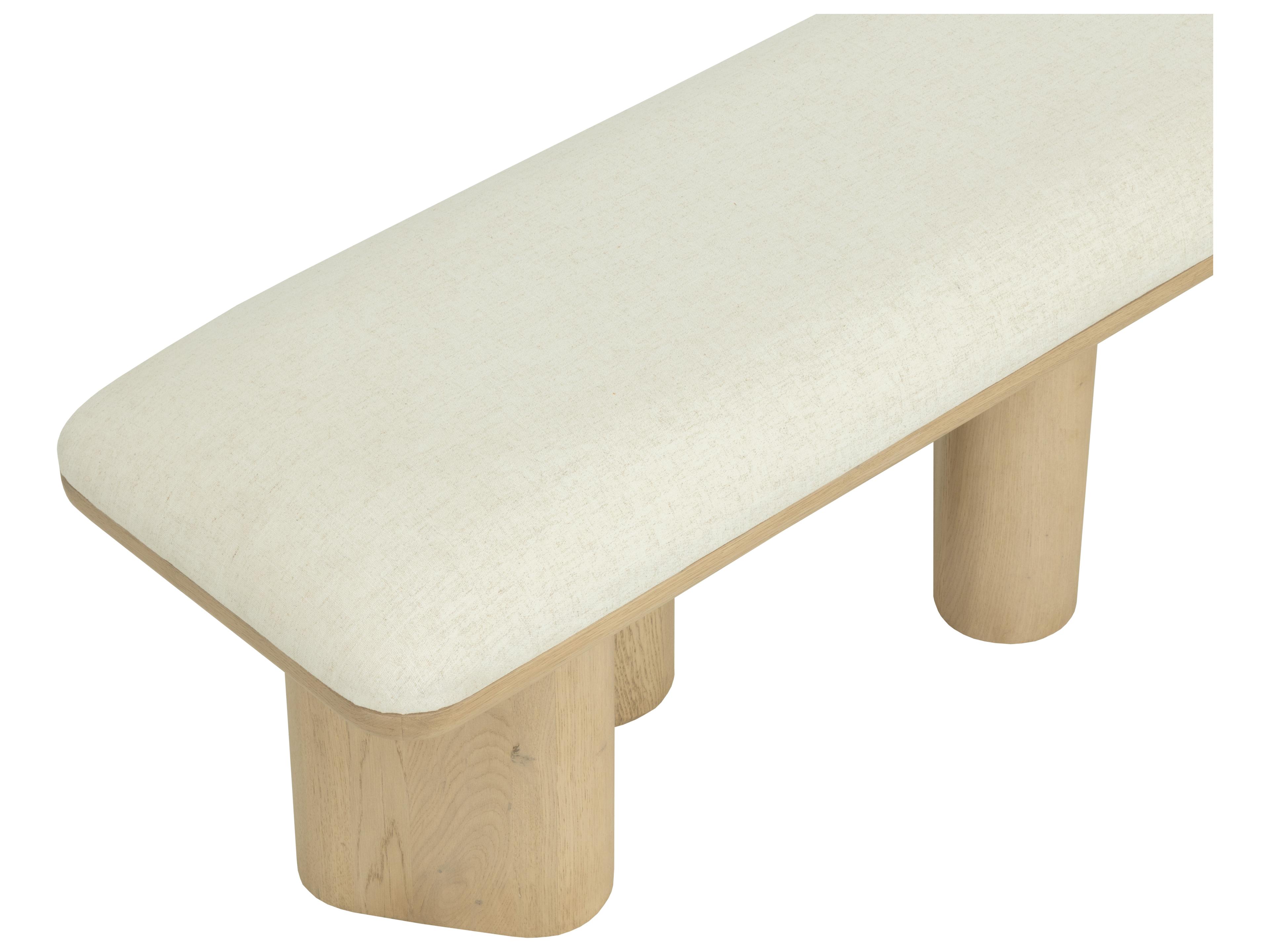 Sunpan Hiro Bench in Light Oak in Geralt Linen