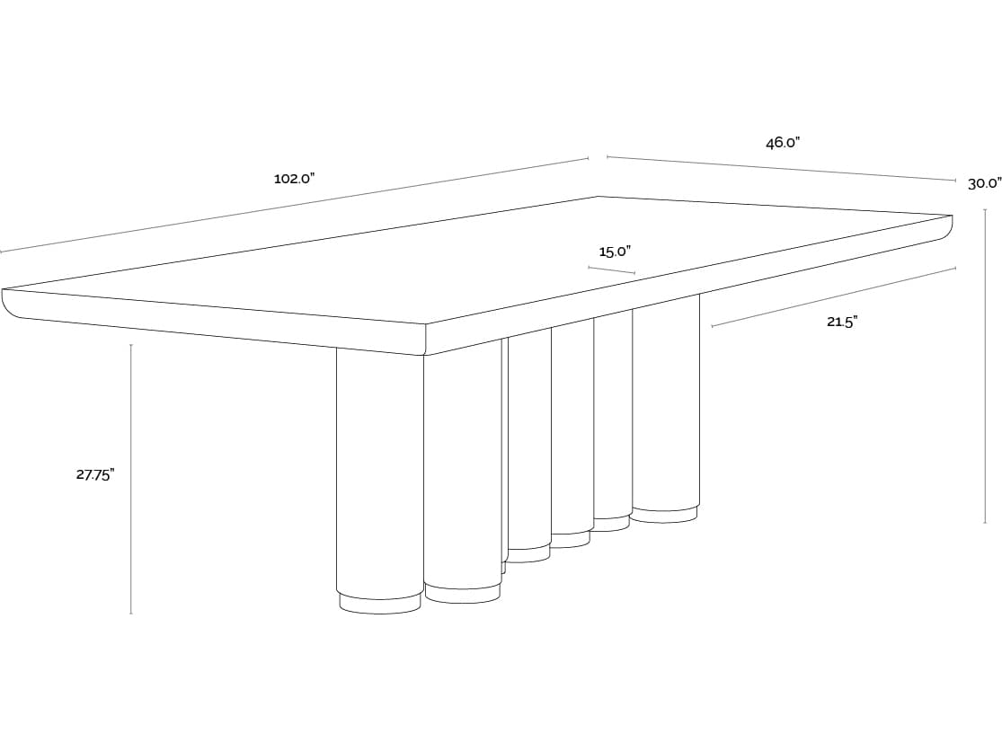 Sunpan Salix Dining Table in 102"