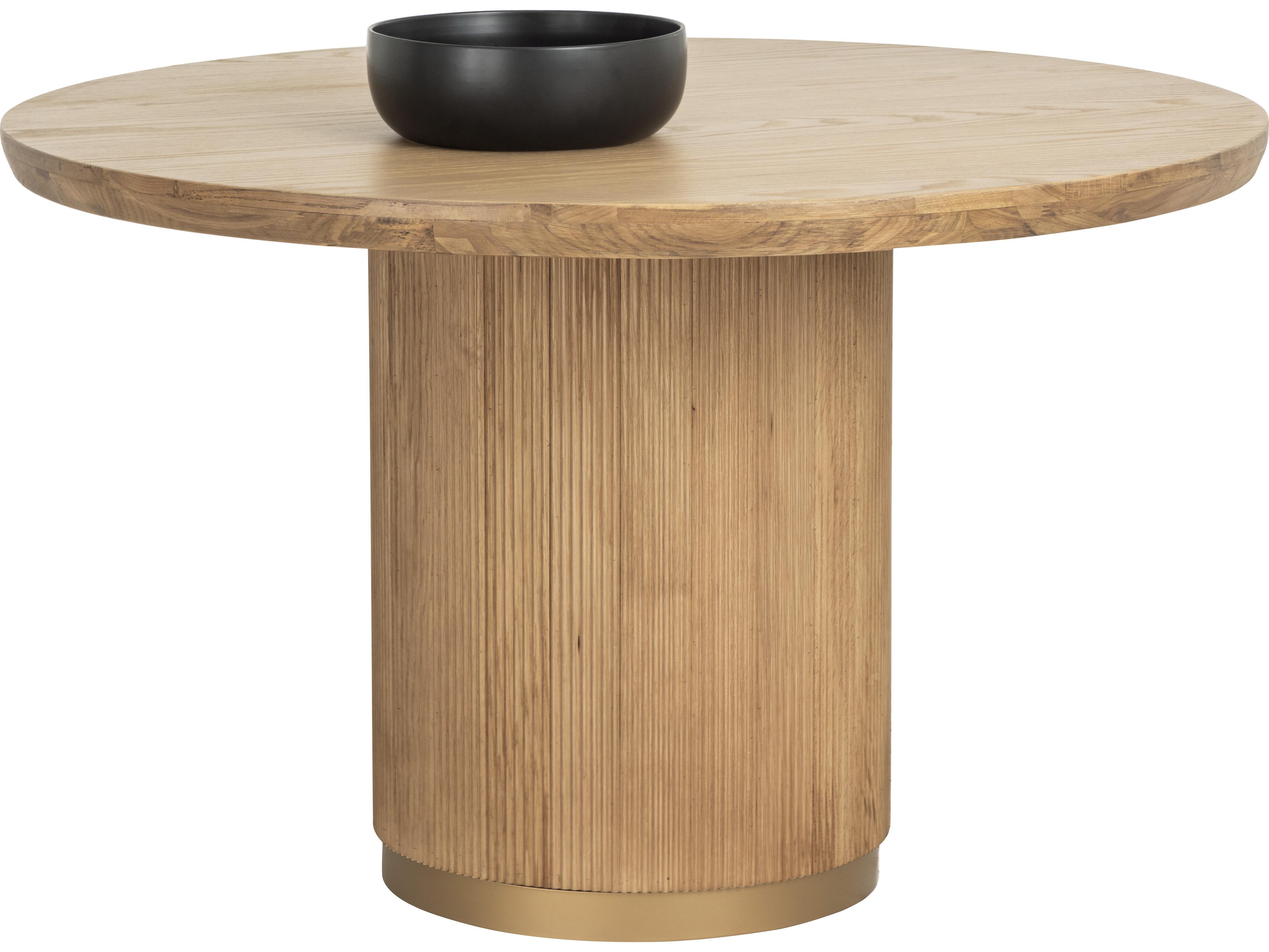Sunpan Kalla Dining Table in Round in Rustic Oak in 48"