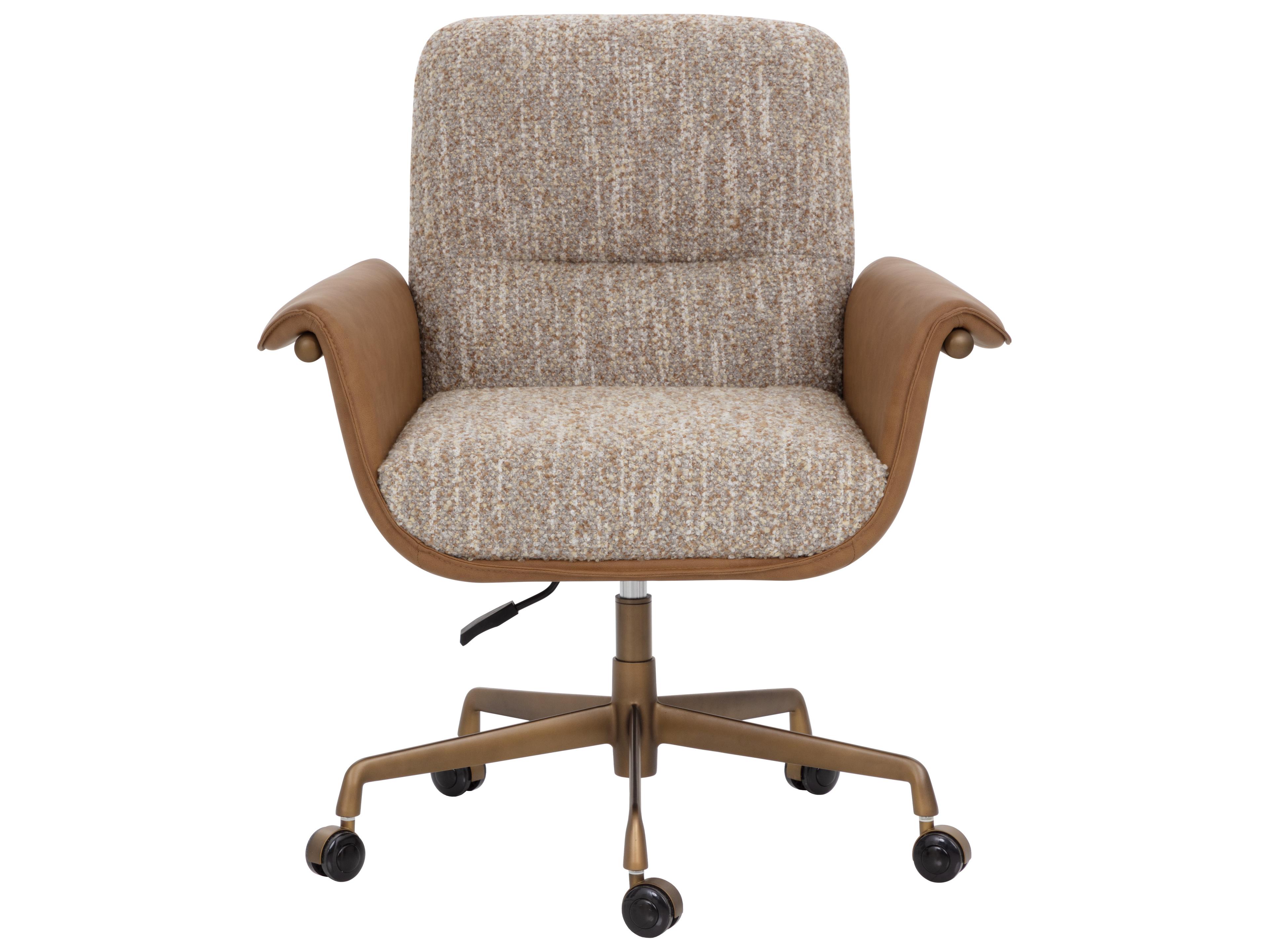 Sunpan Lomax Office Chair in Holden Dusty Greige / Milliken Cognac