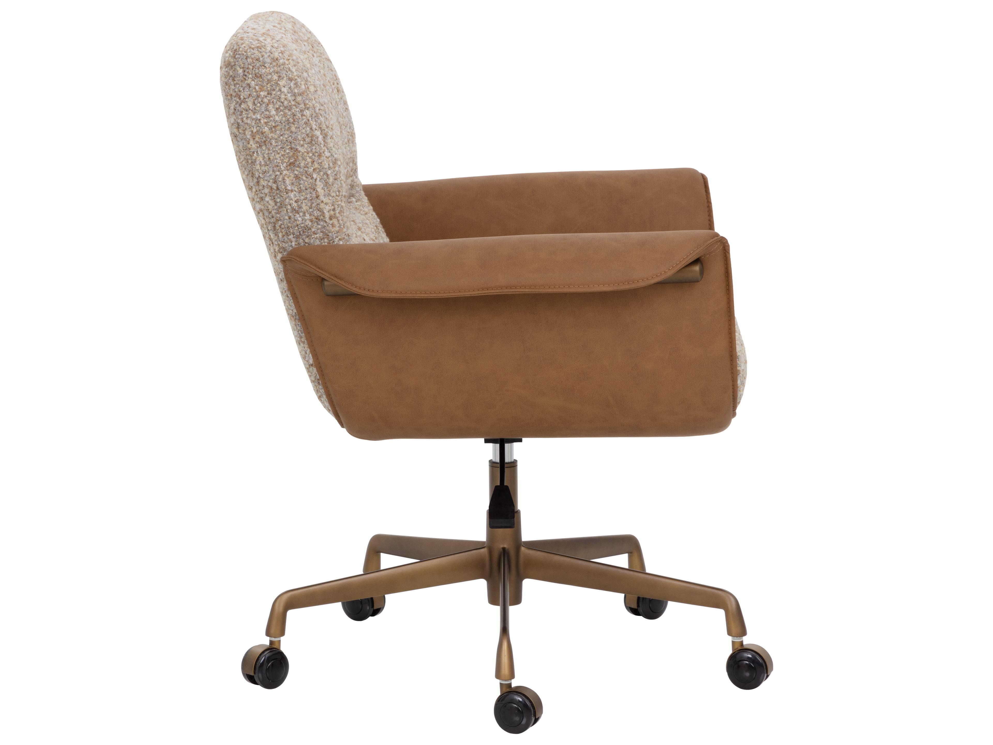 Sunpan Lomax Office Chair in Holden Dusty Greige / Milliken Cognac