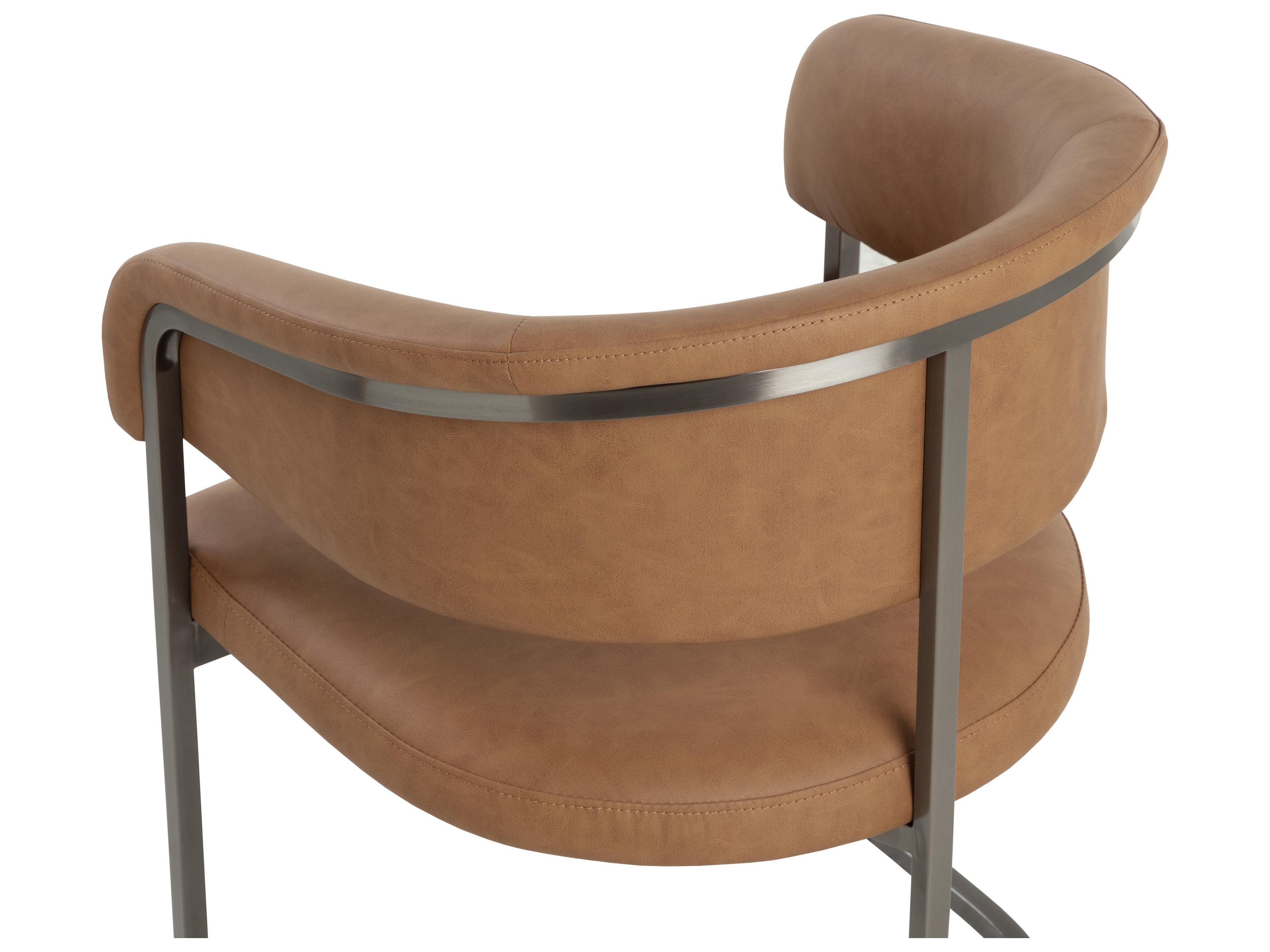 Sunpan Marris Dining Armchair in Gunmetal in Milliken Cognac