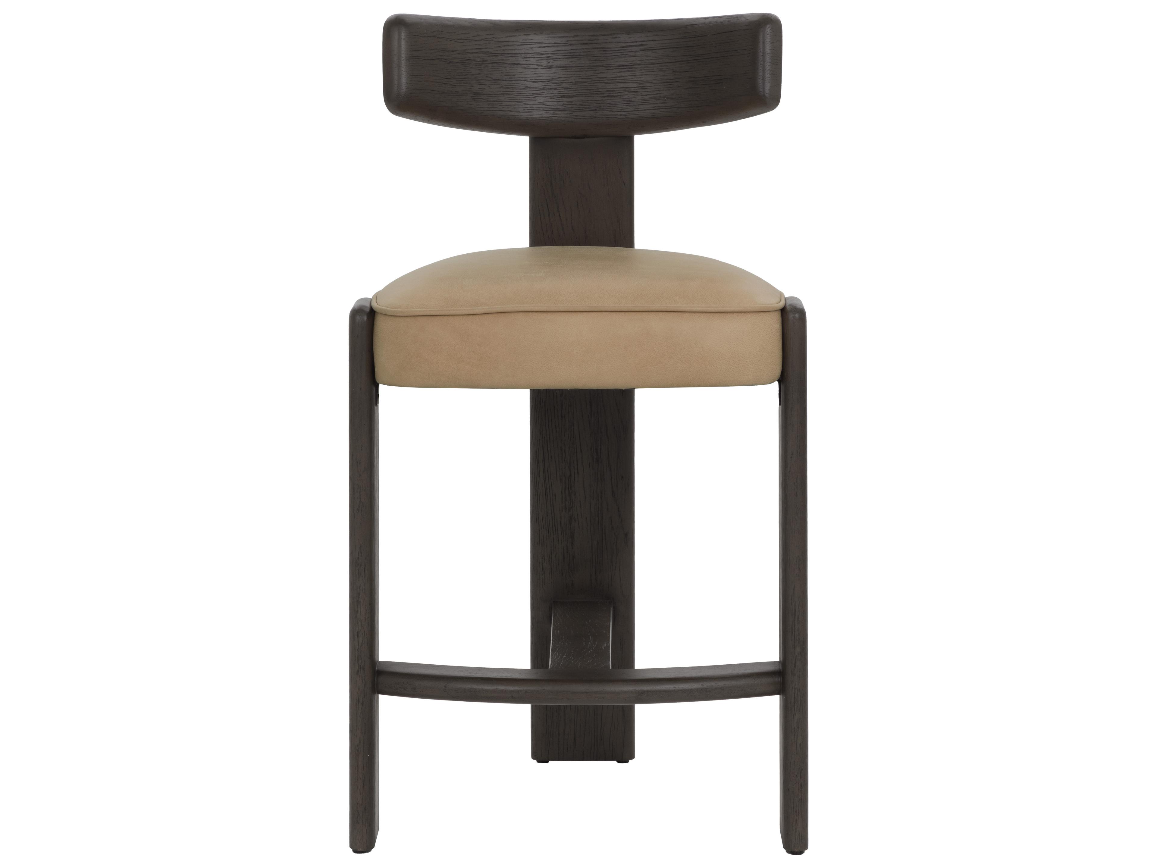 Sunpan Horton Counter Stool in Dark Brown in Sahara Sand Leather
