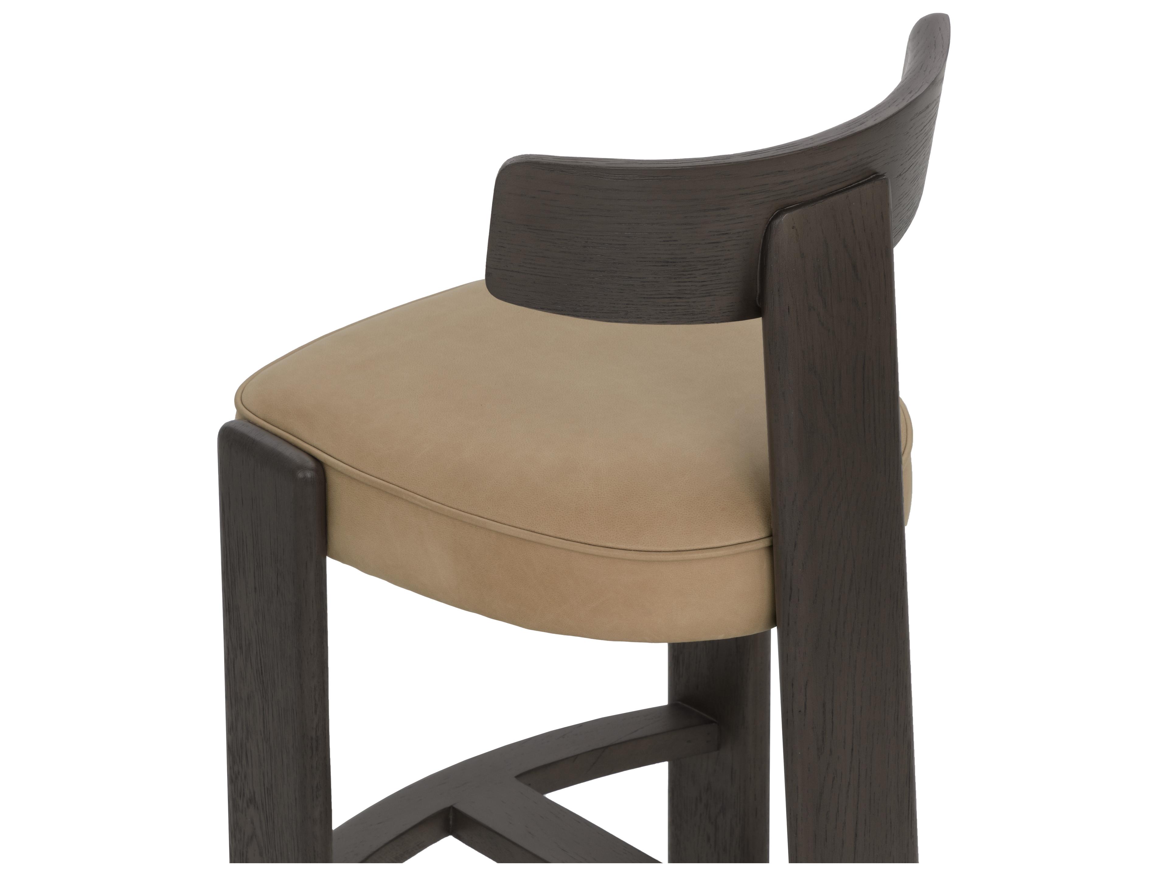 Sunpan Horton Counter Stool in Dark Brown in Sahara Sand Leather