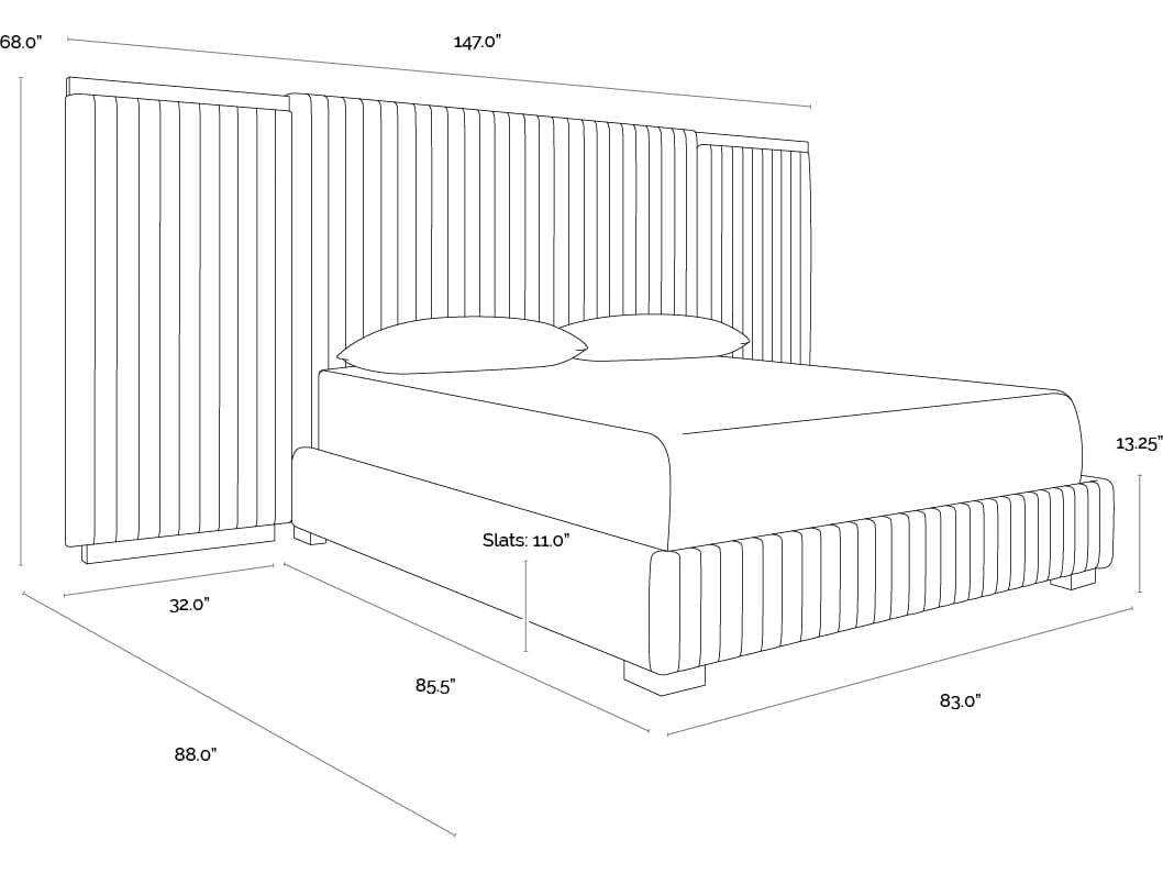 Sunpan Tarrant Bed in King in Diamond Mink