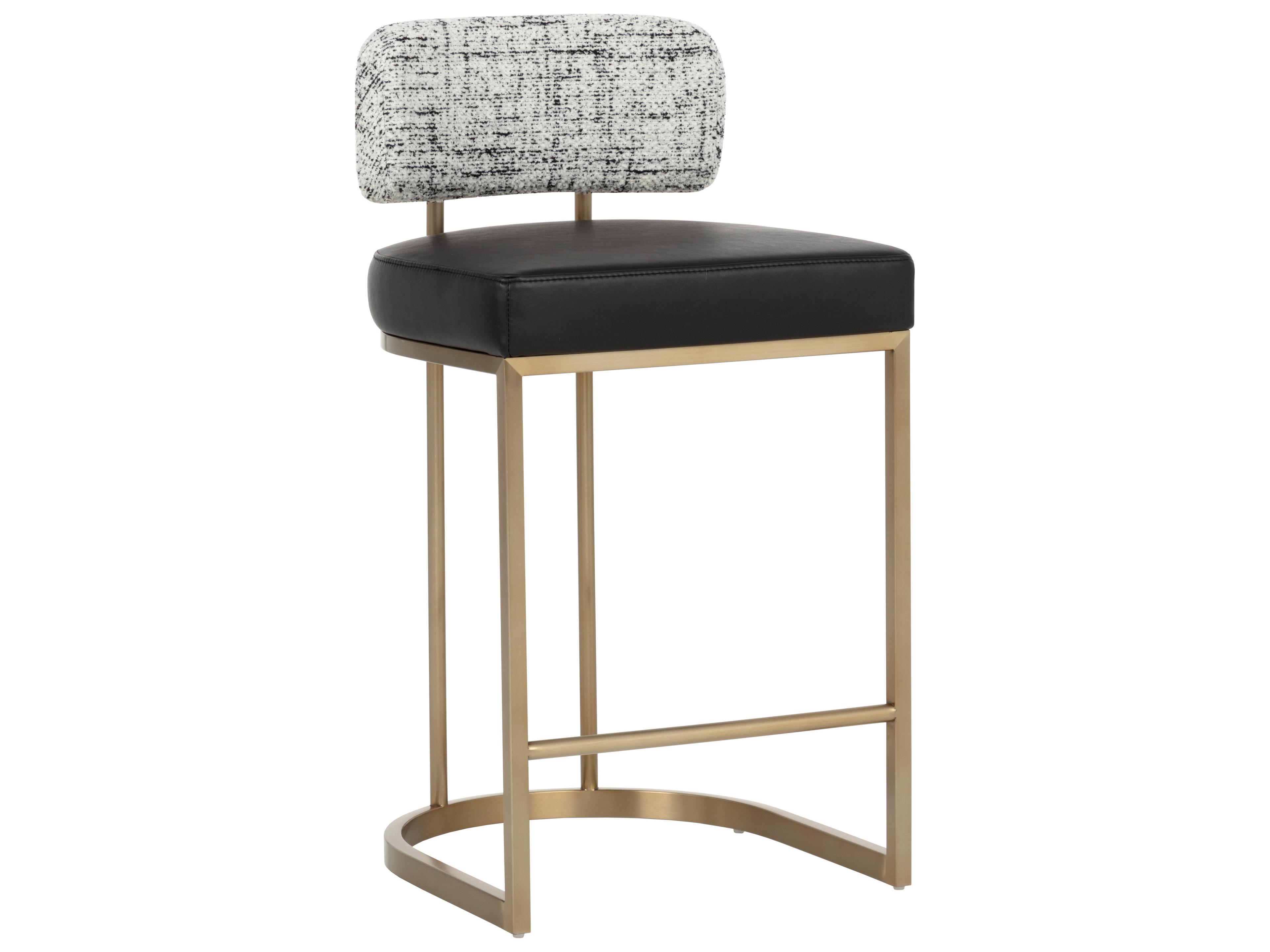 Sunpan Larissa Counter Stool in Bravo Black / Halton Birch