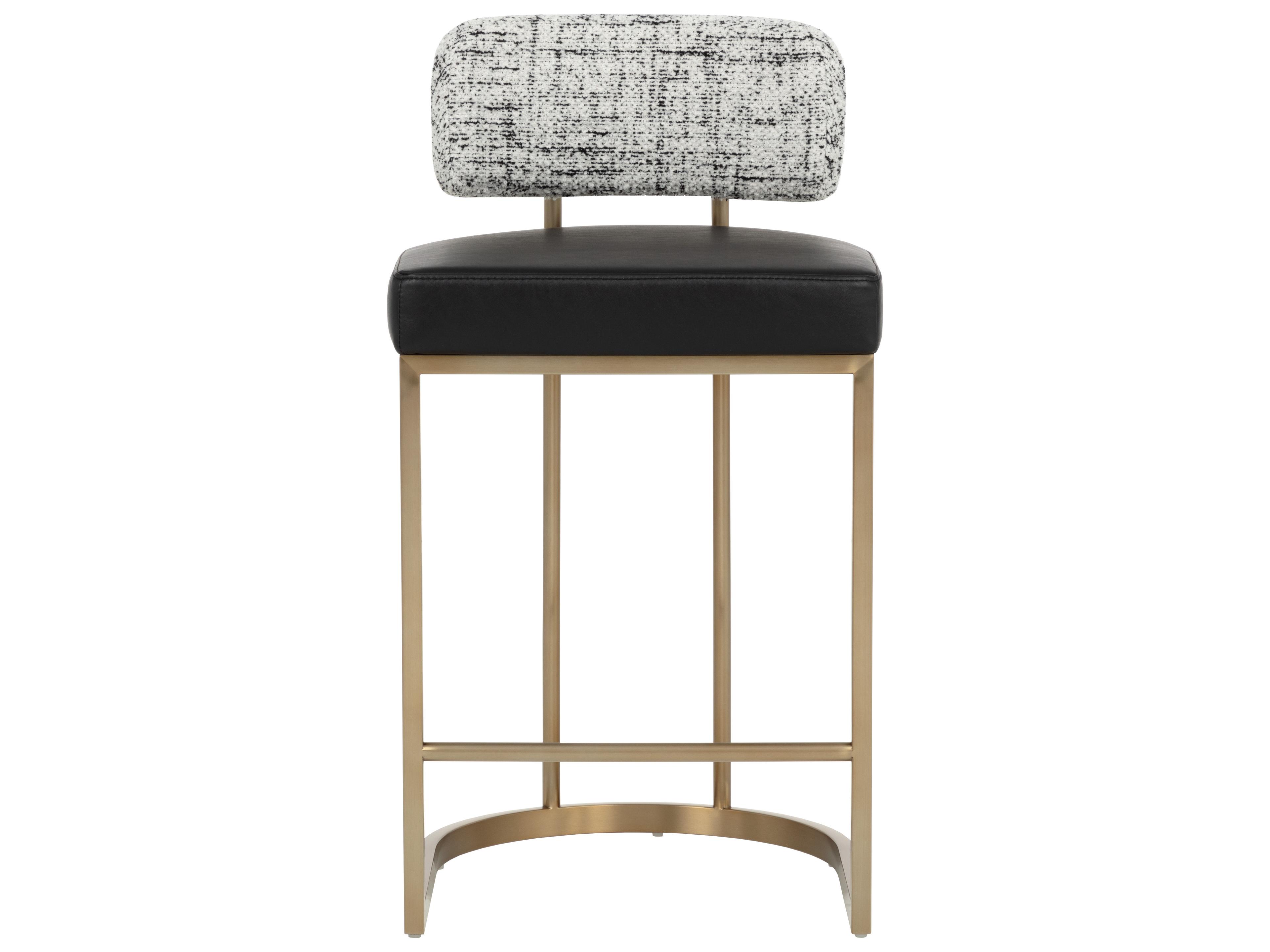 Sunpan Larissa Counter Stool in Bravo Black / Halton Birch