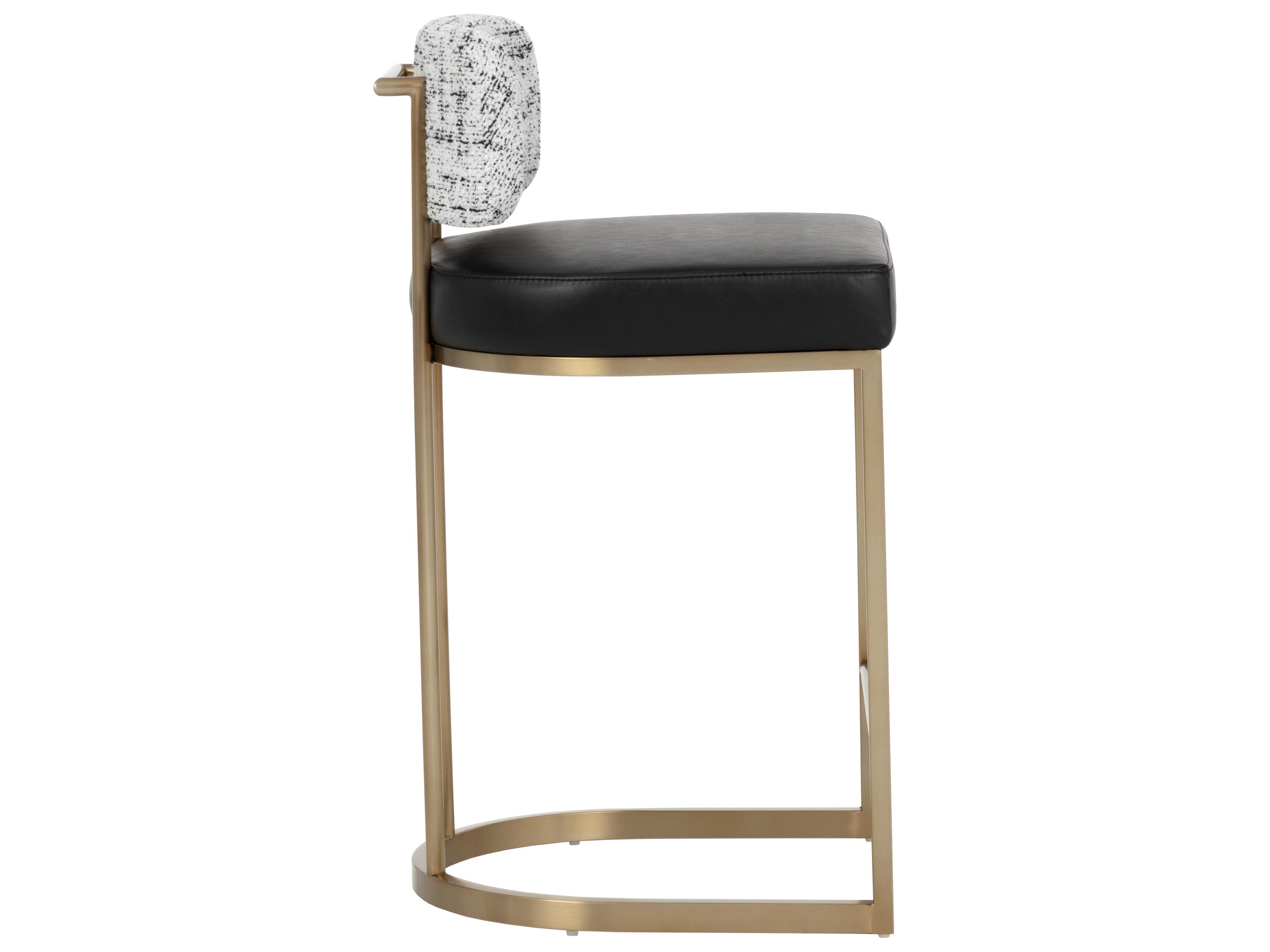 Sunpan Larissa Counter Stool in Bravo Black / Halton Birch