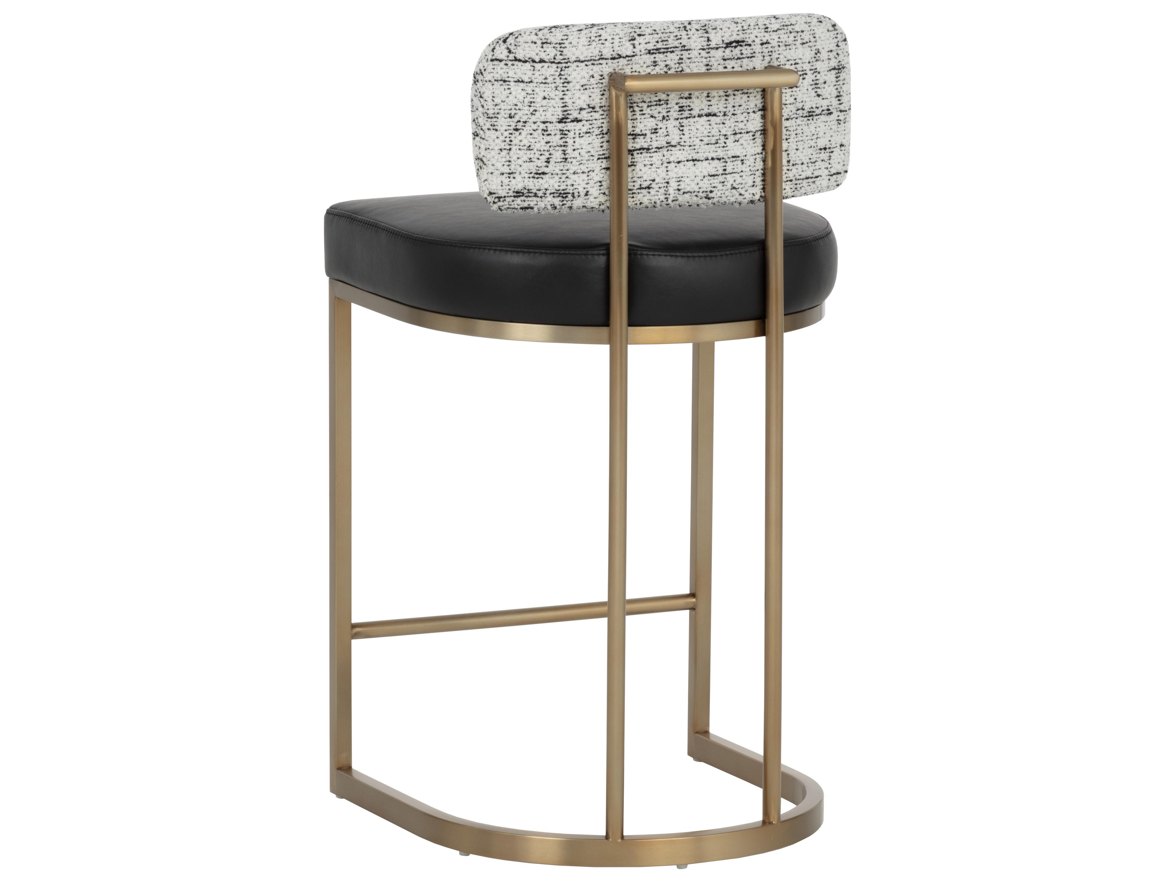 Sunpan Larissa Counter Stool in Bravo Black / Halton Birch