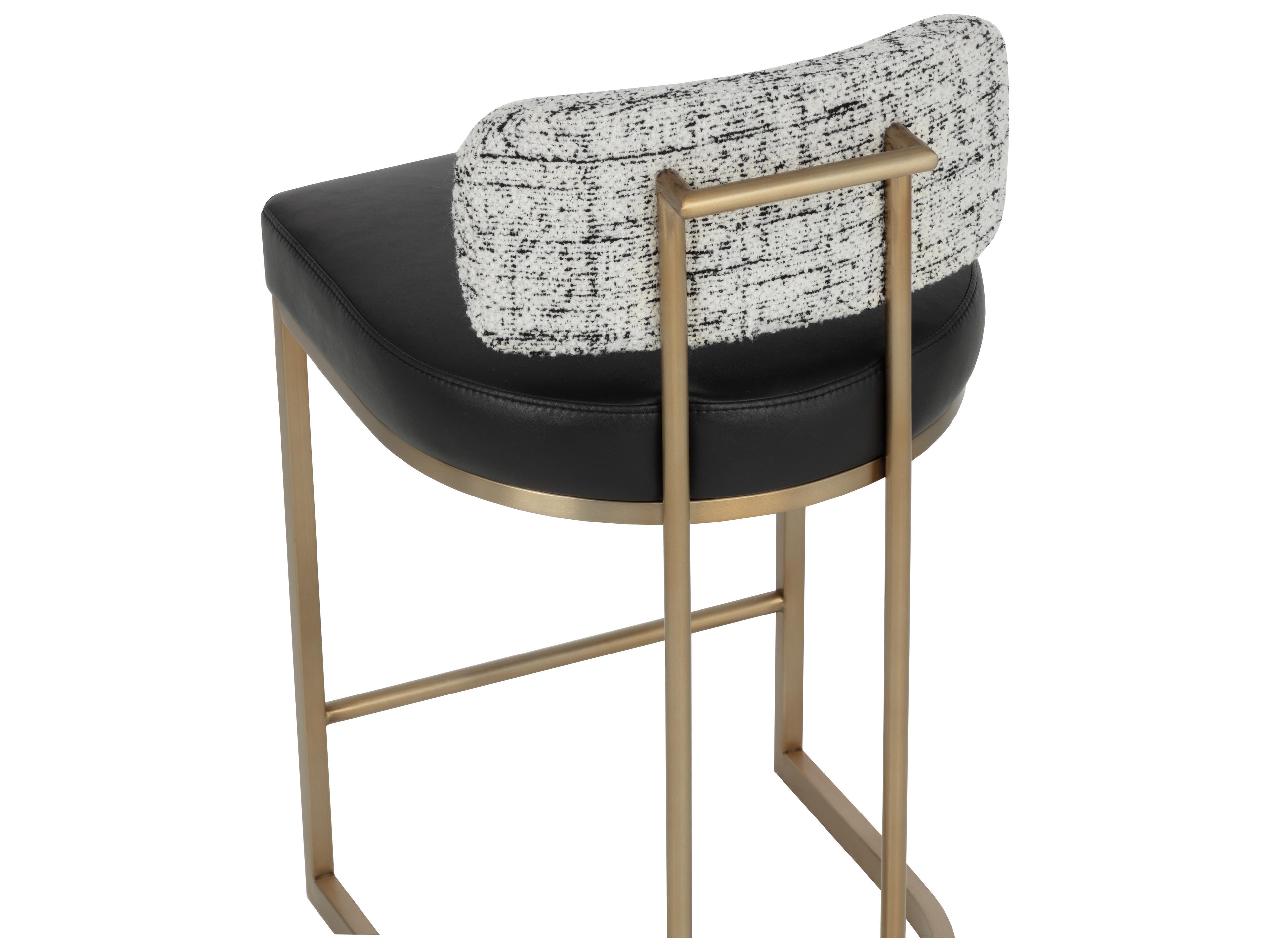 Sunpan Larissa Counter Stool in Bravo Black / Halton Birch