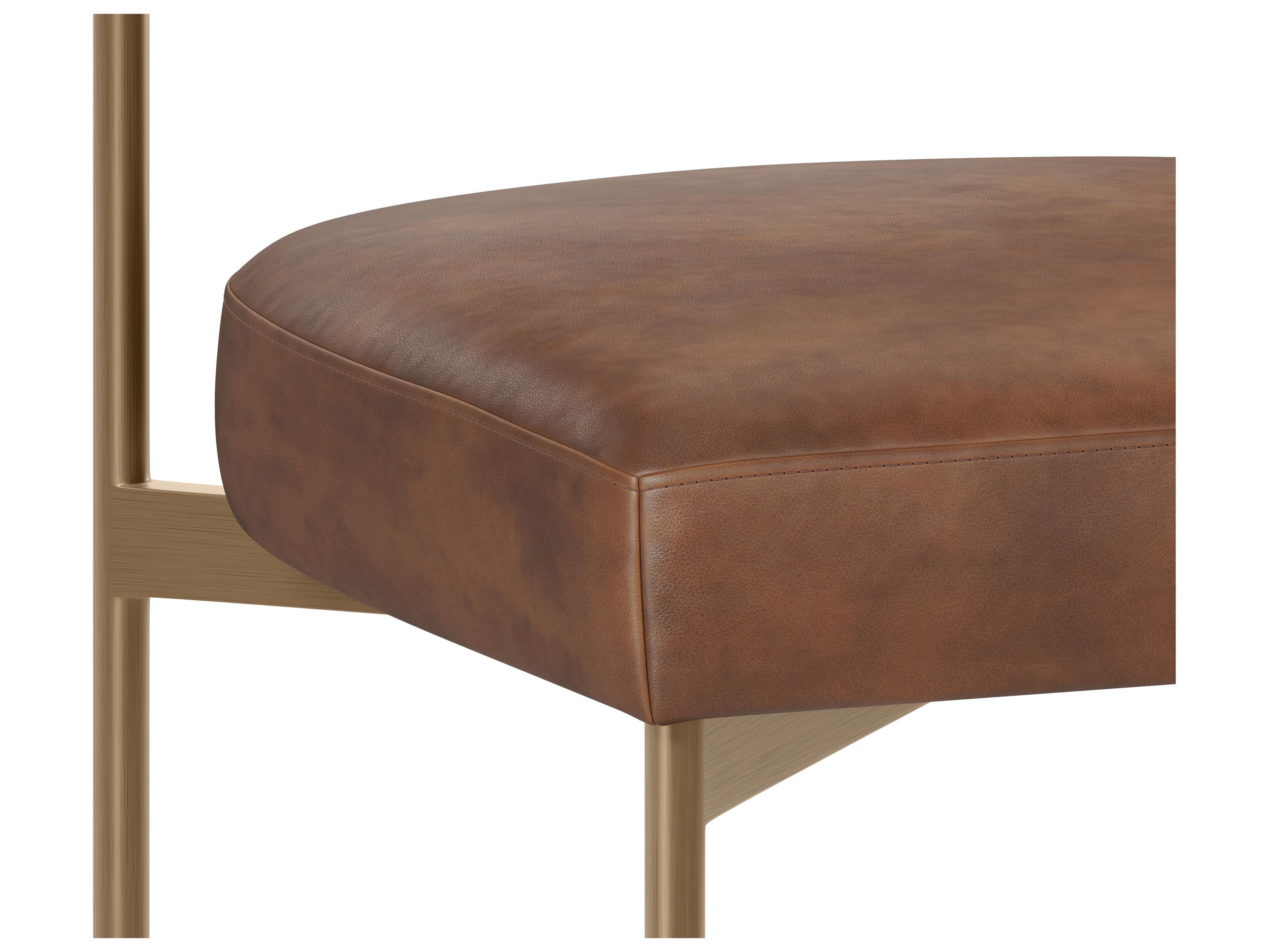 Sunpan Seneca Dining Chair in Antique Brass in Bravo Cognac