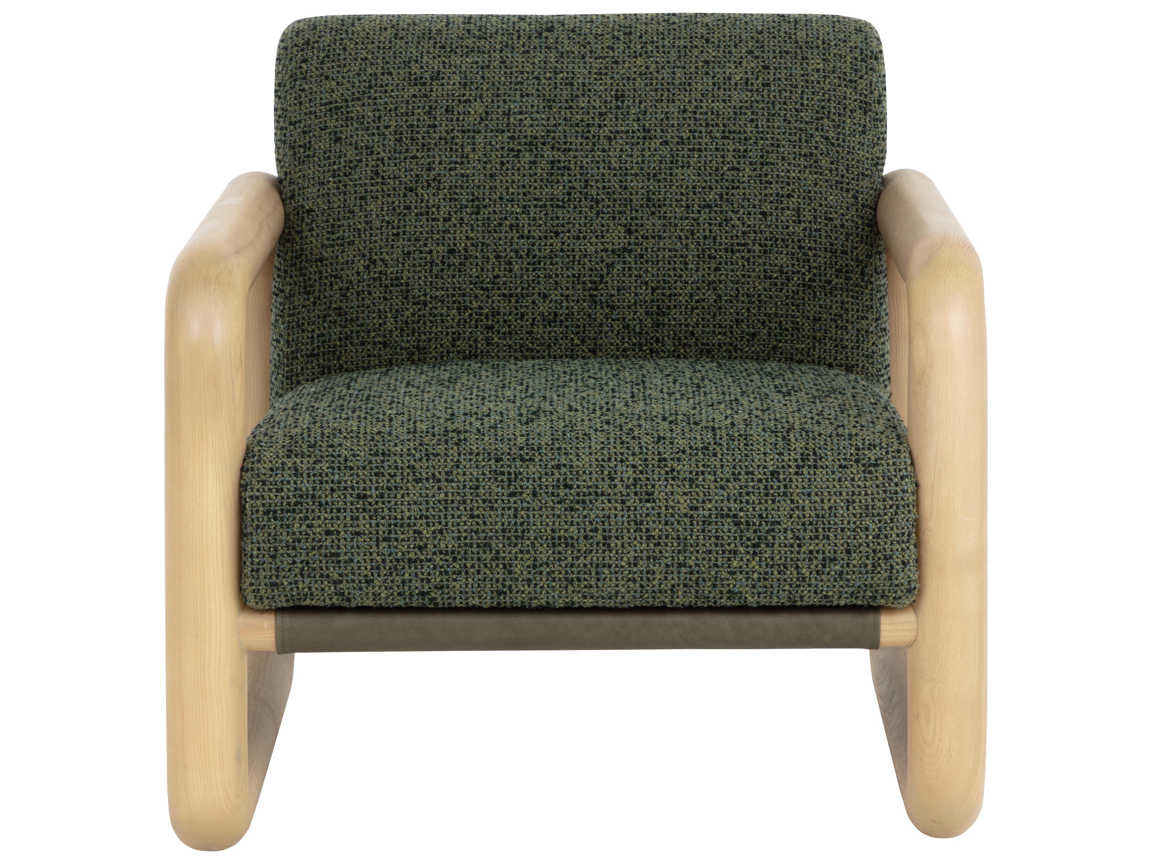 Sunpan Nubo Lounge Chair in Noah Meadow / Ludlow Dark Olive Leather