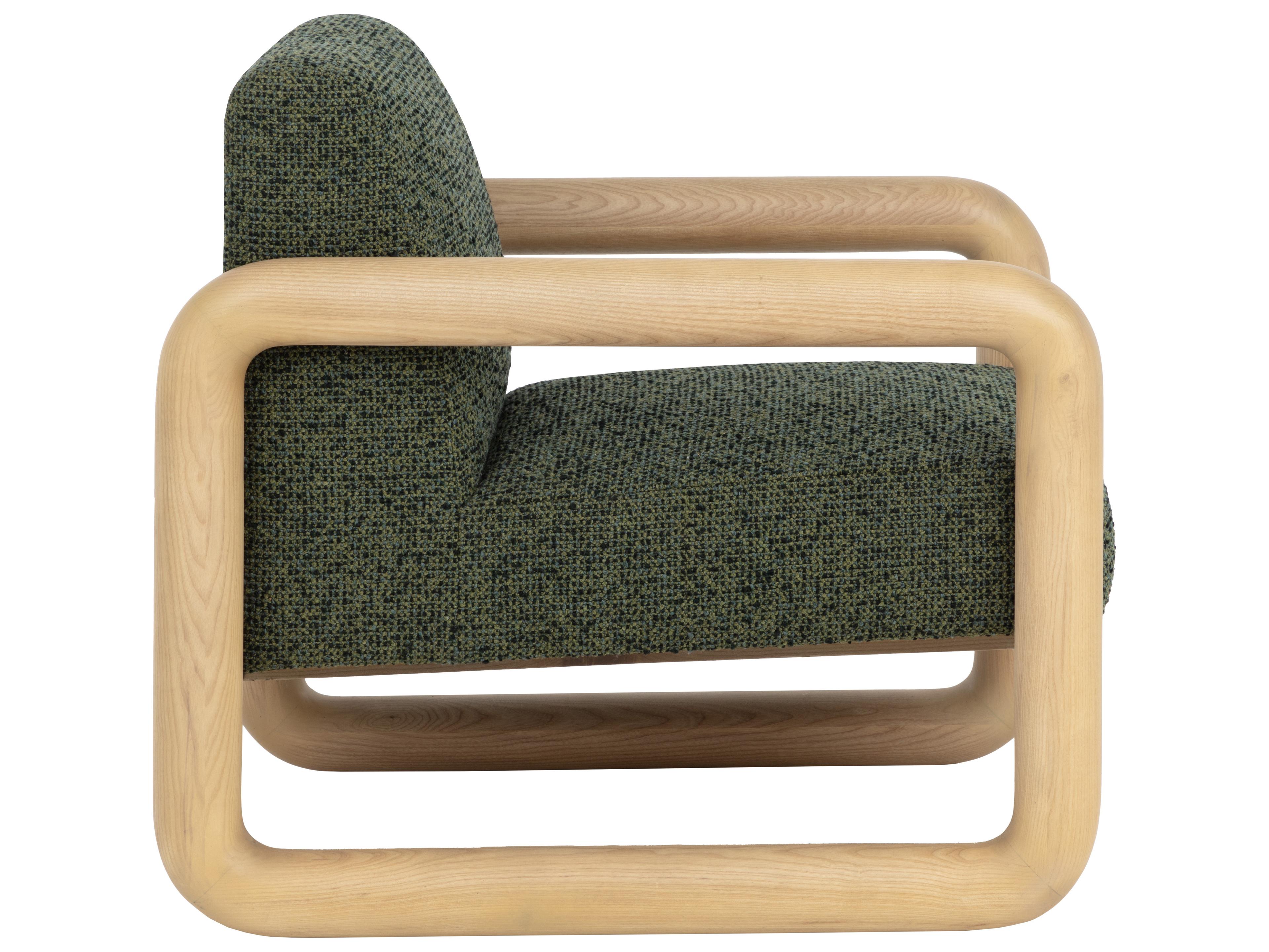 Sunpan Nubo Lounge Chair in Noah Meadow / Ludlow Dark Olive Leather