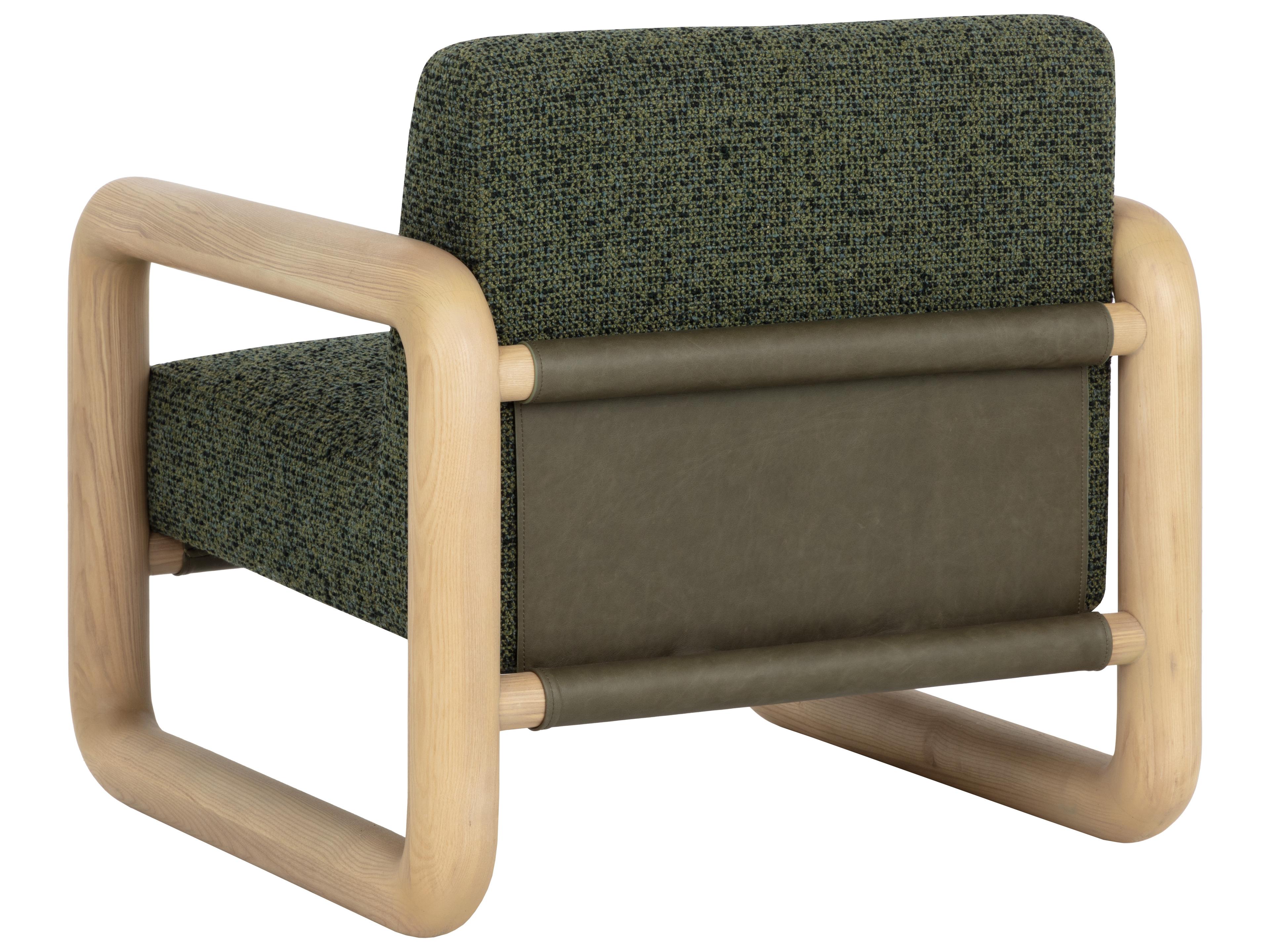 Sunpan Nubo Lounge Chair in Noah Meadow / Ludlow Dark Olive Leather