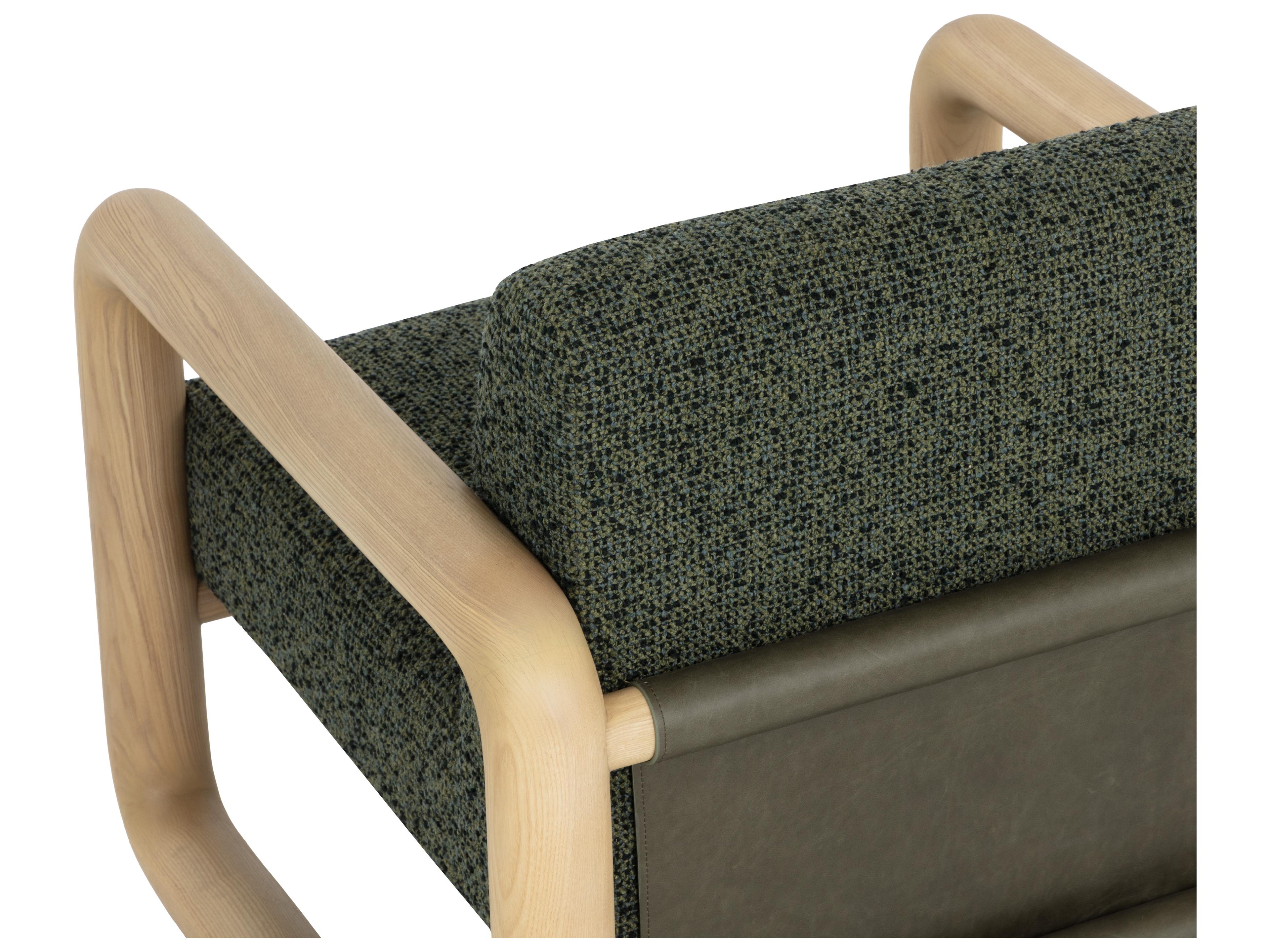 Sunpan Nubo Lounge Chair in Noah Meadow / Ludlow Dark Olive Leather