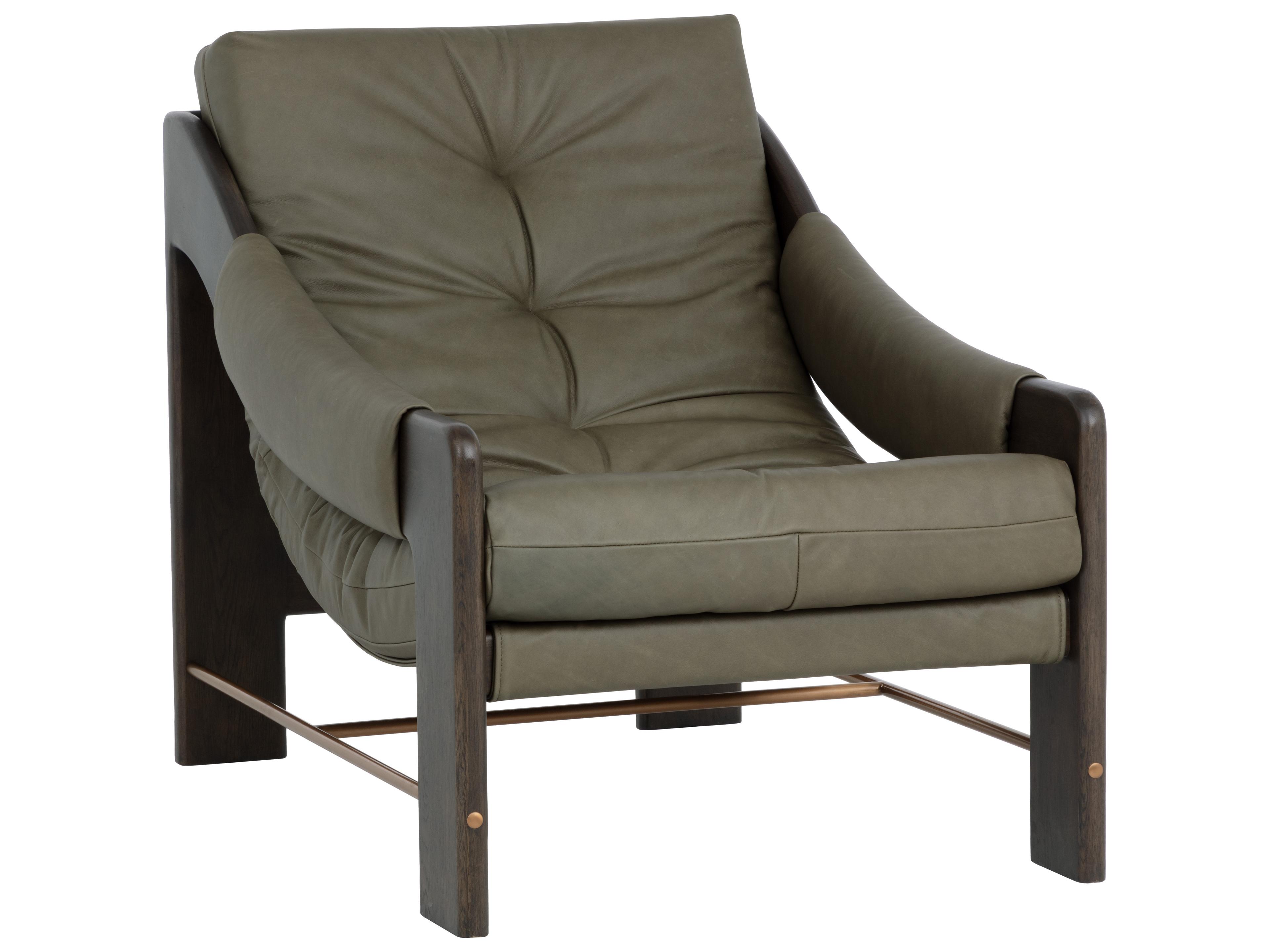 Sunpan Rafferty Lounge Chair in Brown in Ludlow Dark Olive Leather