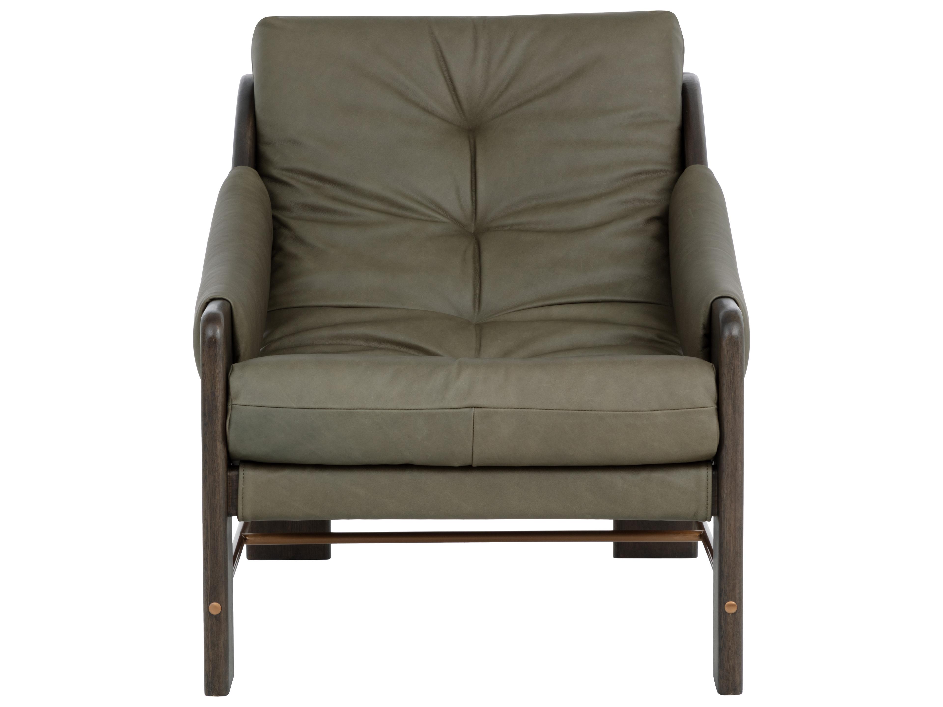 Sunpan Rafferty Lounge Chair in Brown in Ludlow Dark Olive Leather