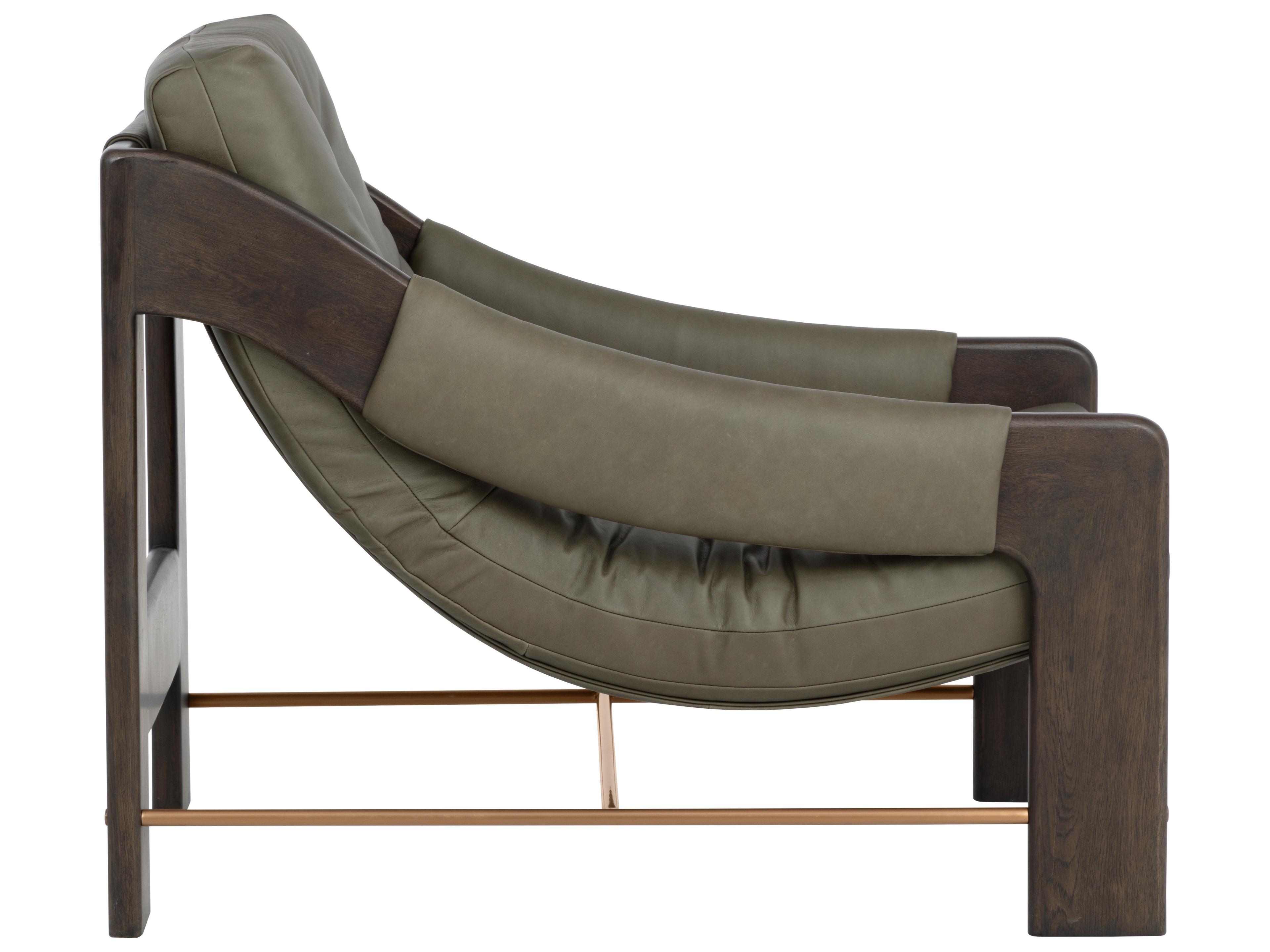 Sunpan Rafferty Lounge Chair in Brown in Ludlow Dark Olive Leather