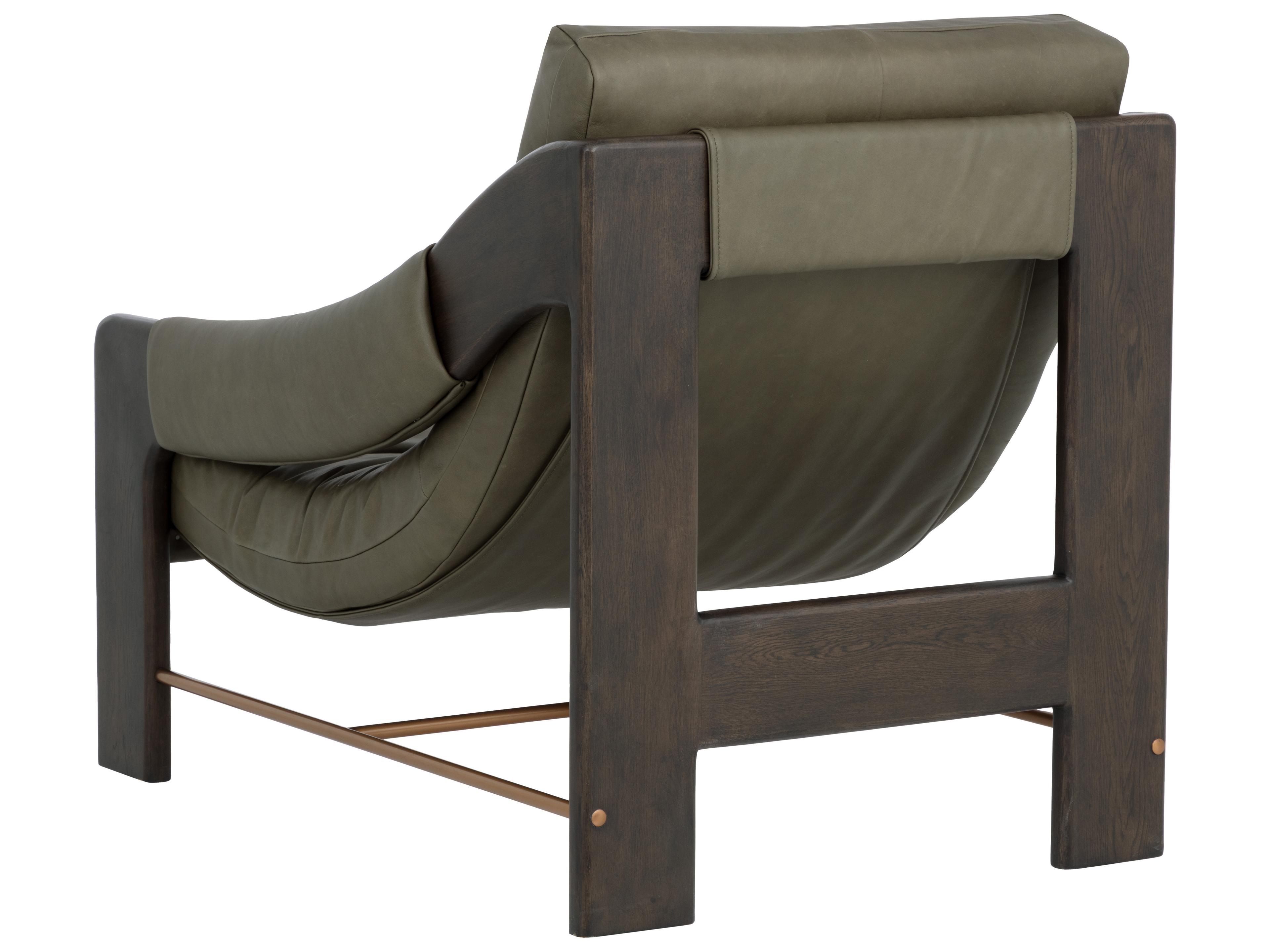 Sunpan Rafferty Lounge Chair in Brown in Ludlow Dark Olive Leather