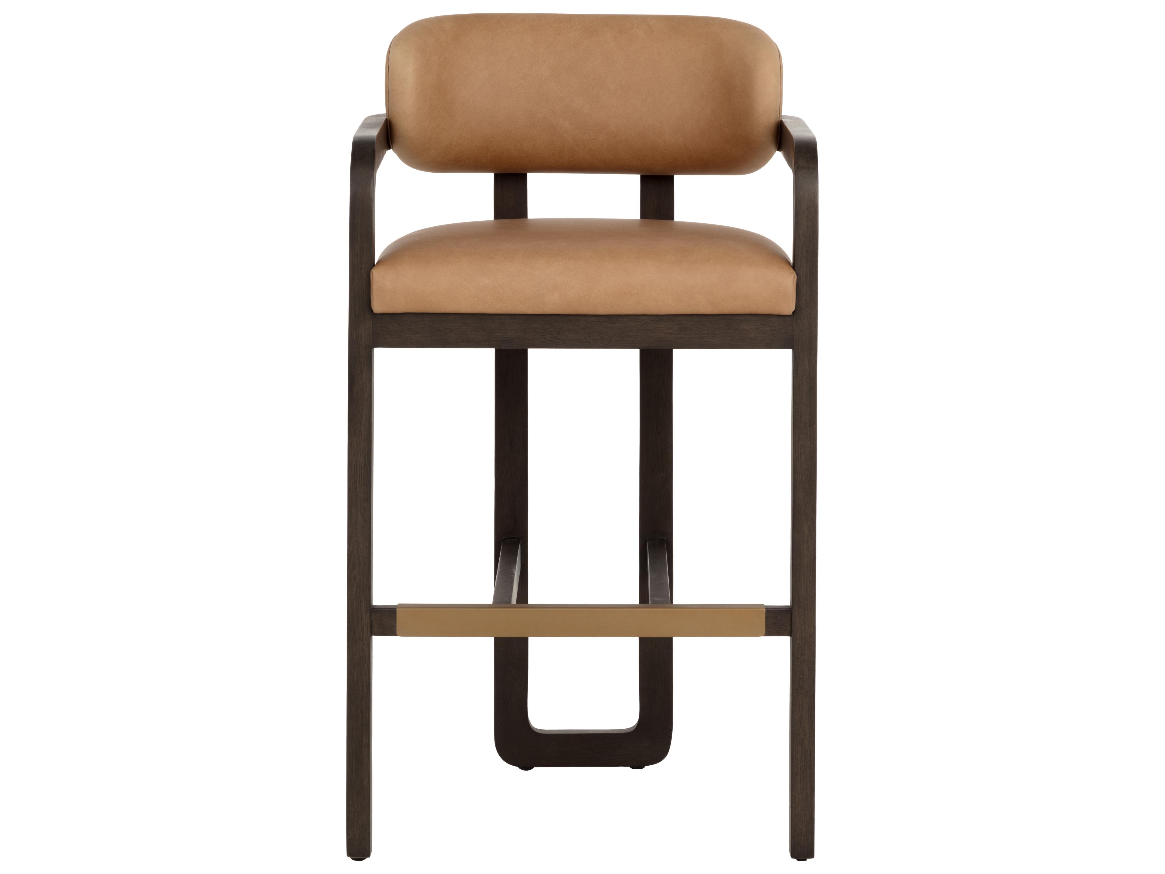 Sunpan Madrone Barstool in Brown in Ludlow Sesame Leather