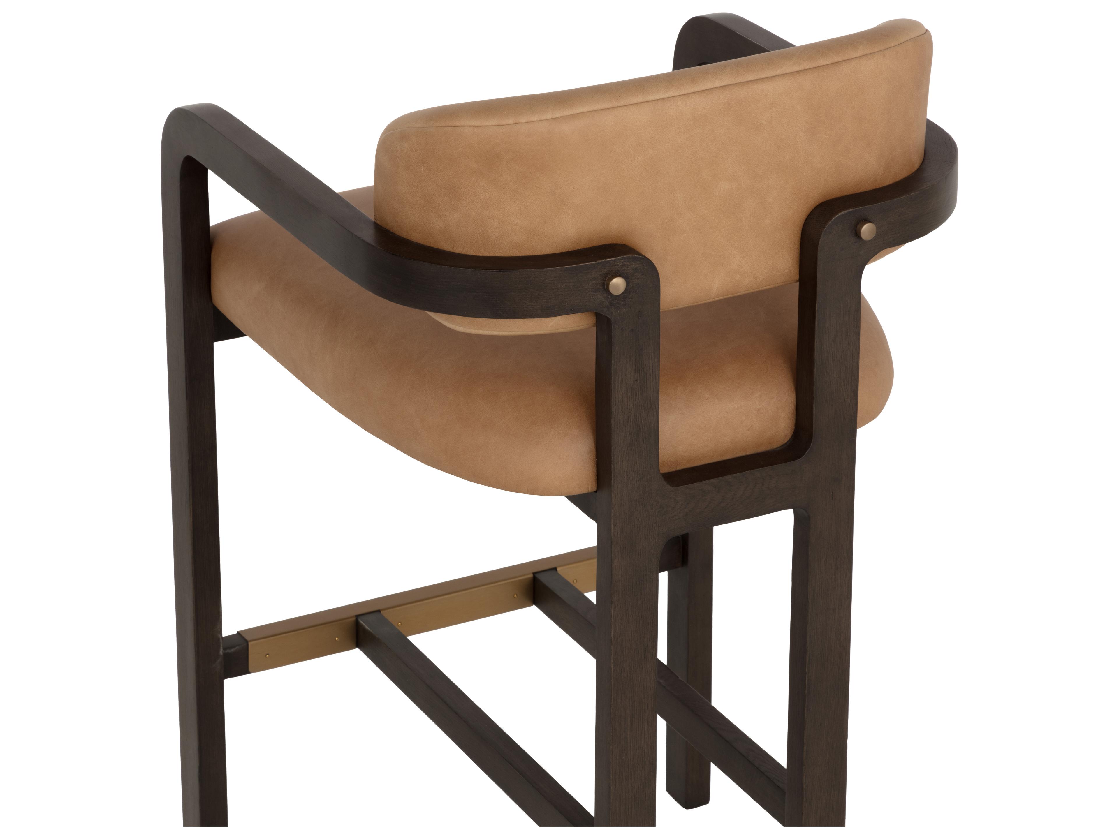Sunpan Madrone Barstool in Brown in Ludlow Sesame Leather