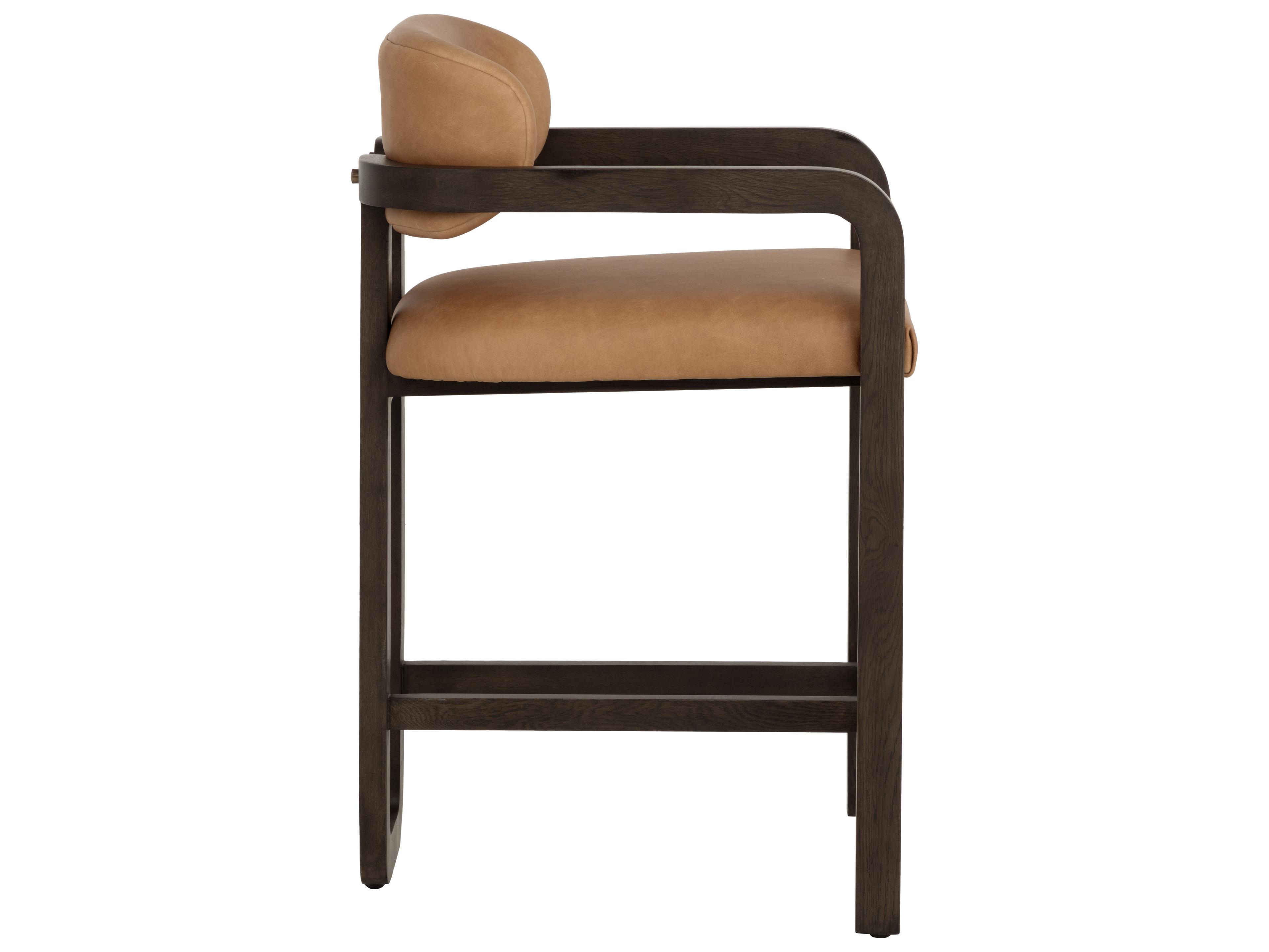 Sunpan Madrone Counter Stool in Brown in Ludlow Sesame Leather