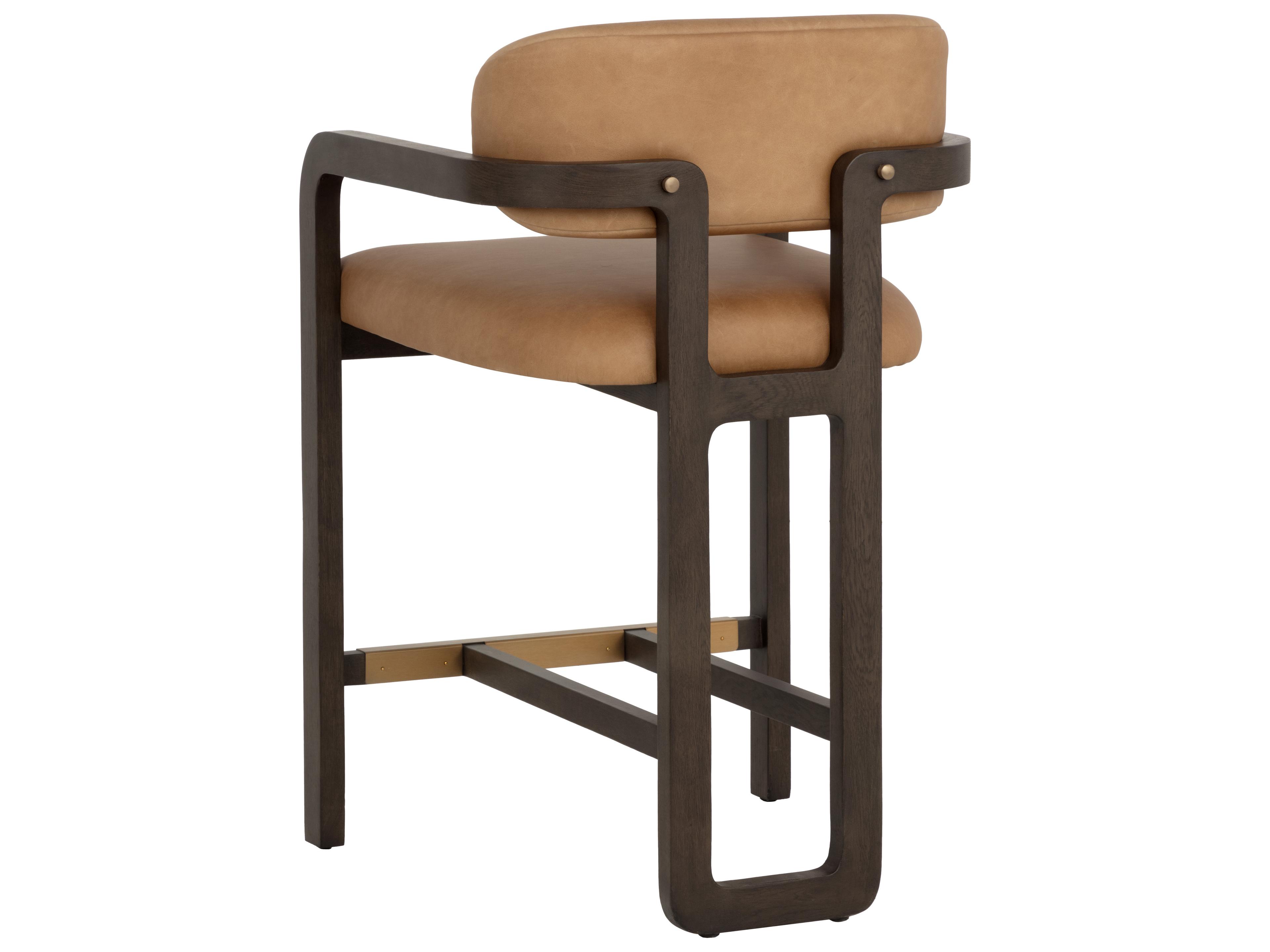 Sunpan Madrone Counter Stool in Brown in Ludlow Sesame Leather