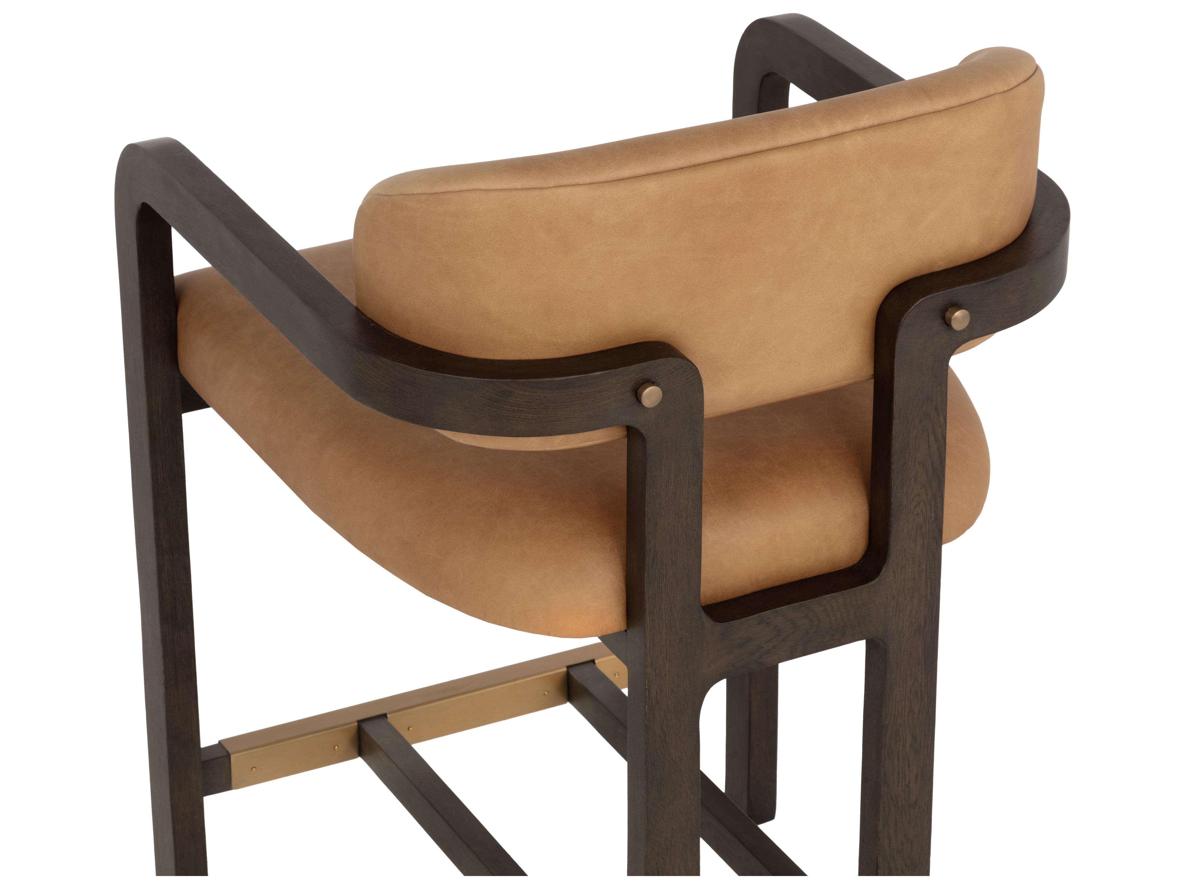 Sunpan Madrone Counter Stool in Brown in Ludlow Sesame Leather