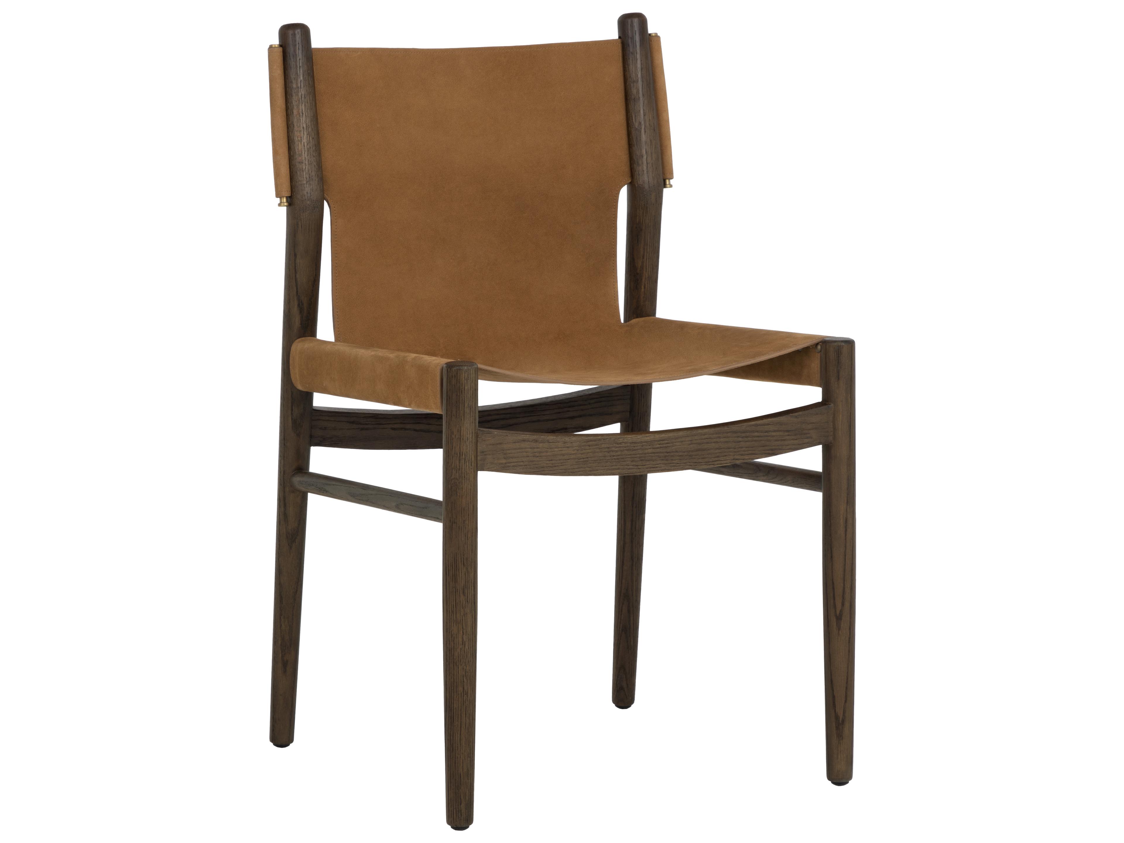 Sunpan Argus Dining Chair in Nubuck Caramel Leather