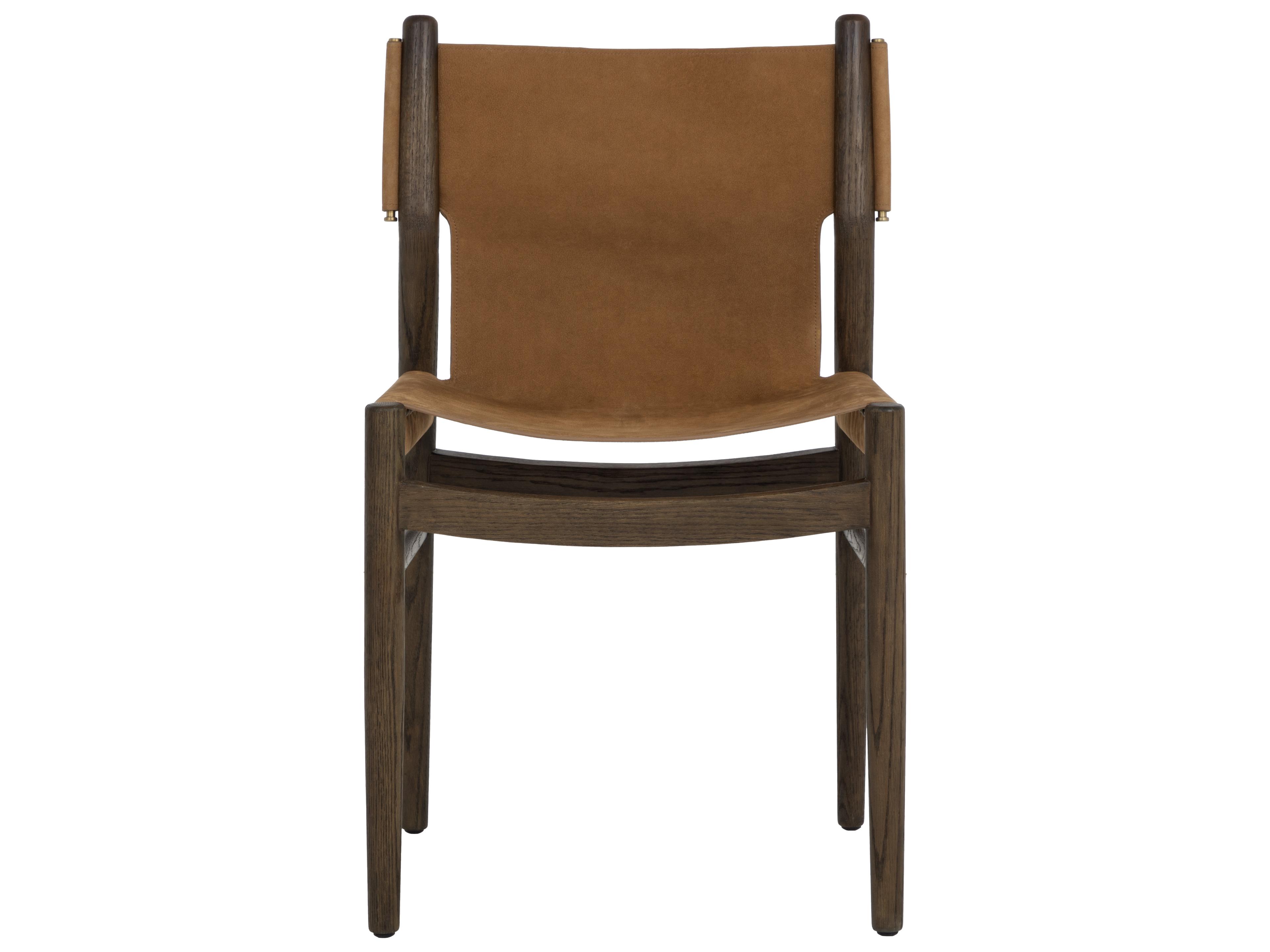 Sunpan Argus Dining Chair in Nubuck Caramel Leather