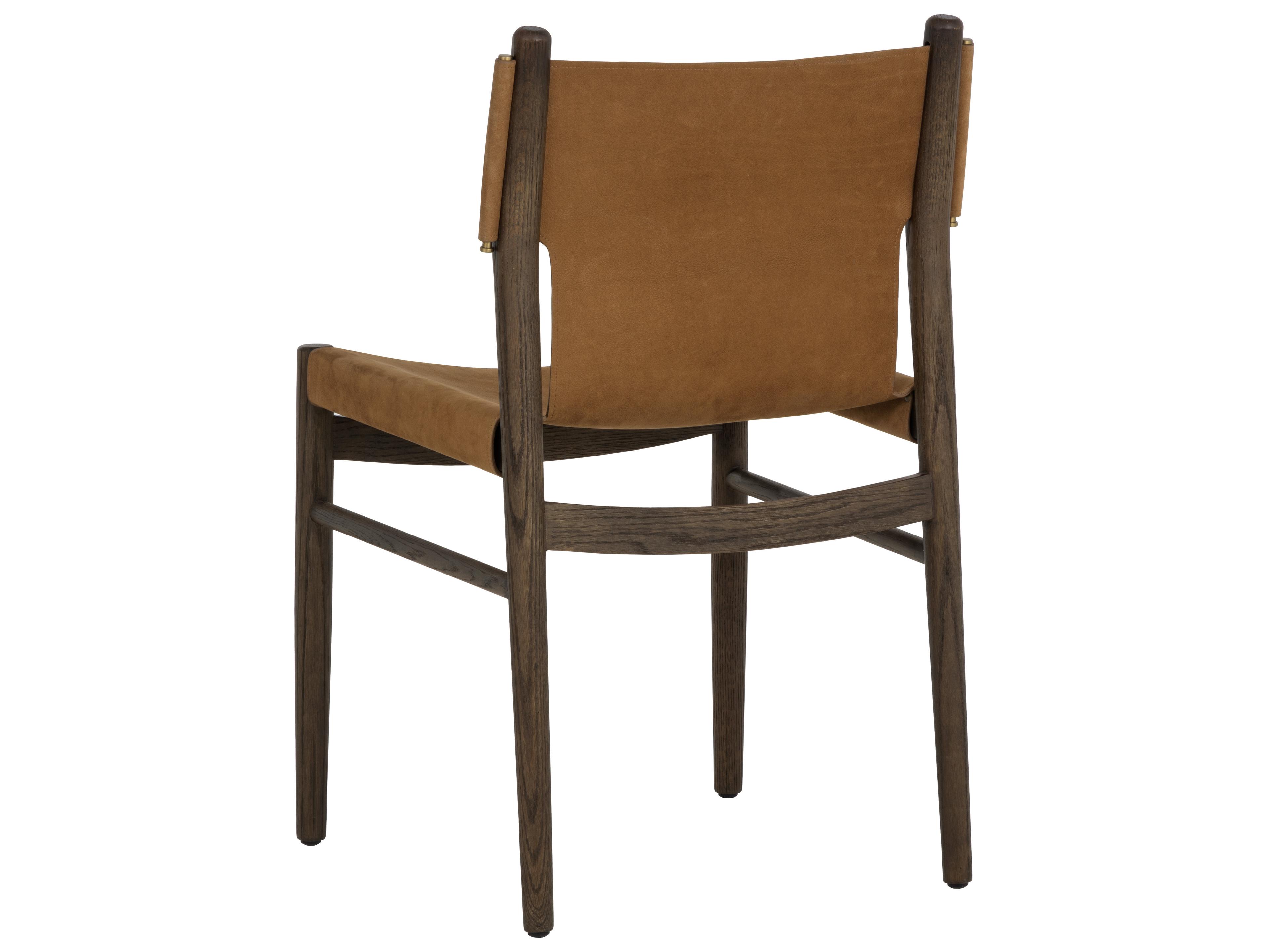 Sunpan Argus Dining Chair in Nubuck Caramel Leather