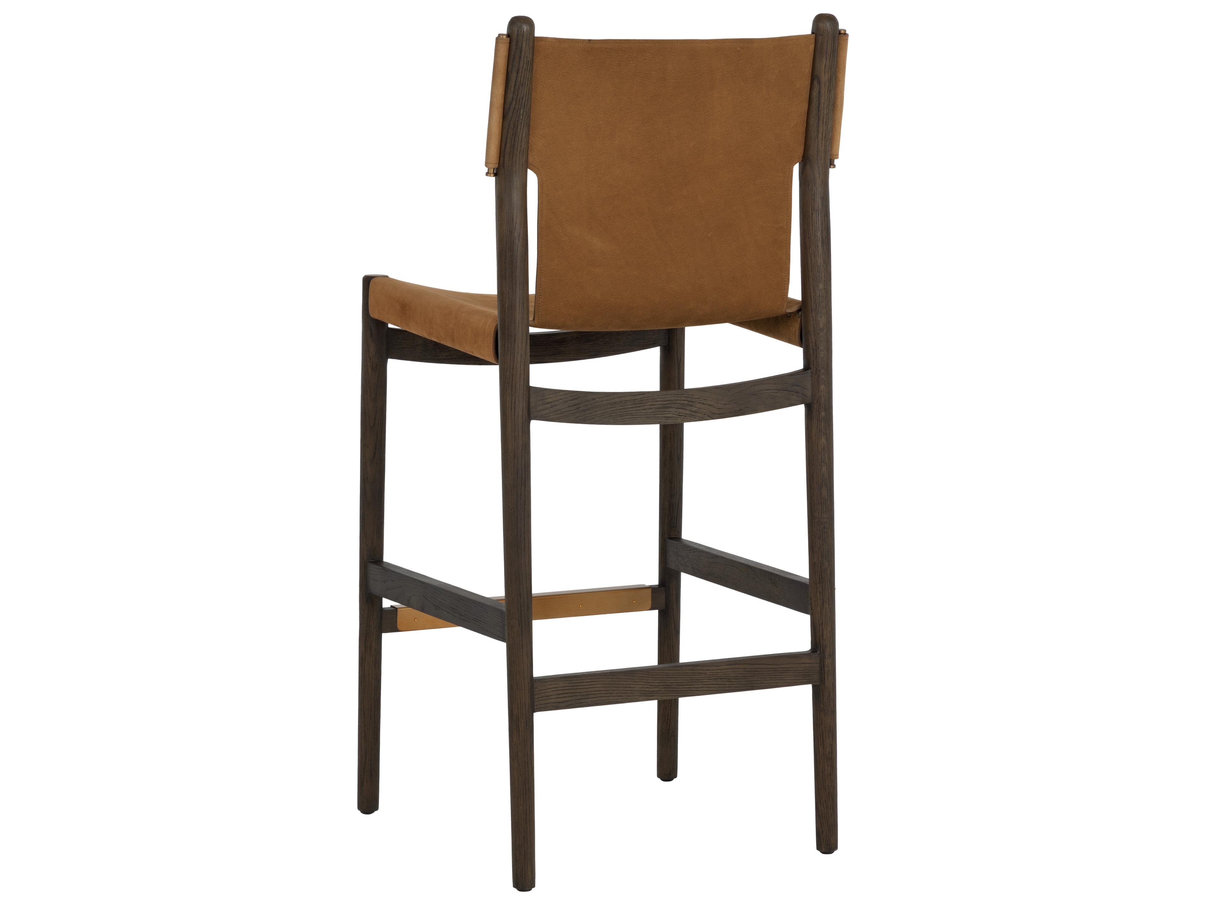 Sunpan Argus Barstool in Nubuck Caramel Leather