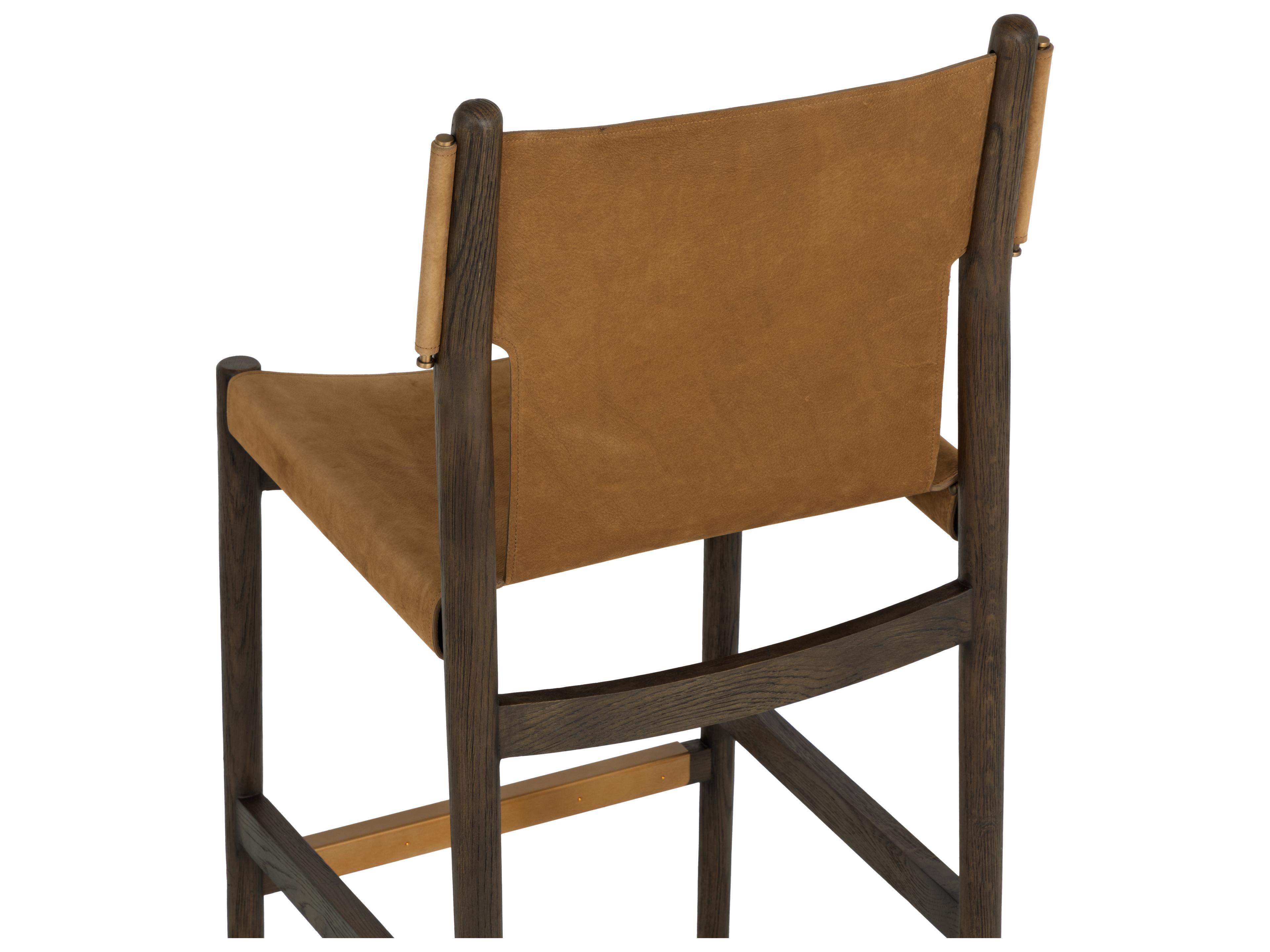 Sunpan Argus Barstool in Nubuck Caramel Leather