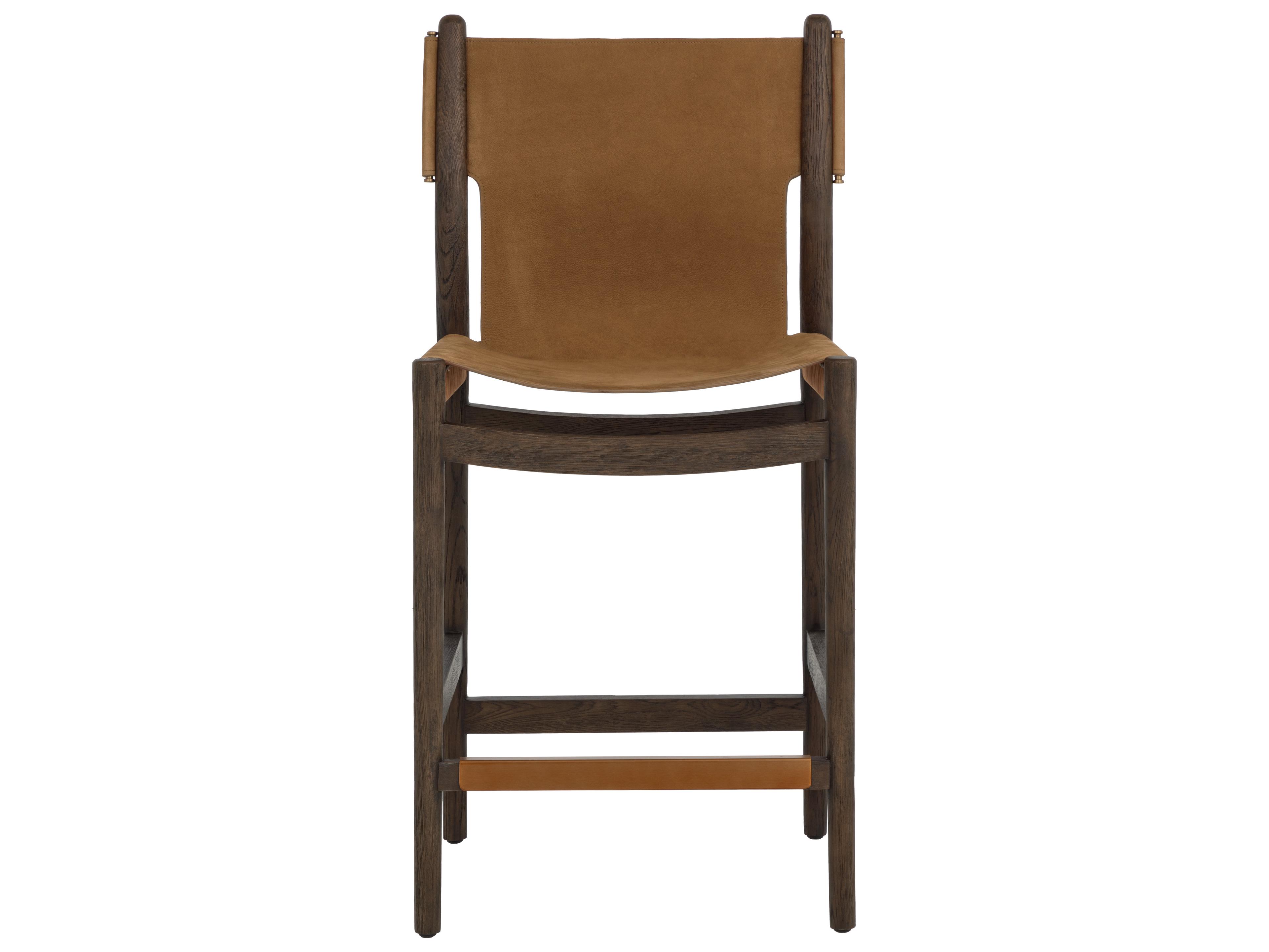 Sunpan Argus Counter Stool in Nubuck Caramel Leather