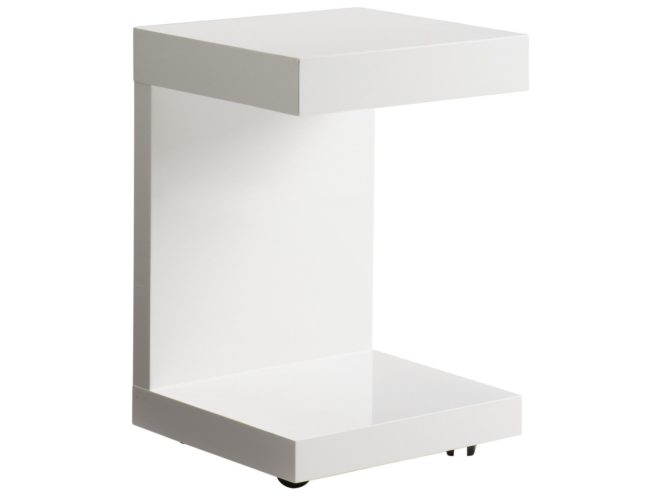 Sunpan Ikon Bachelor Square Wood High Gloss White End Table