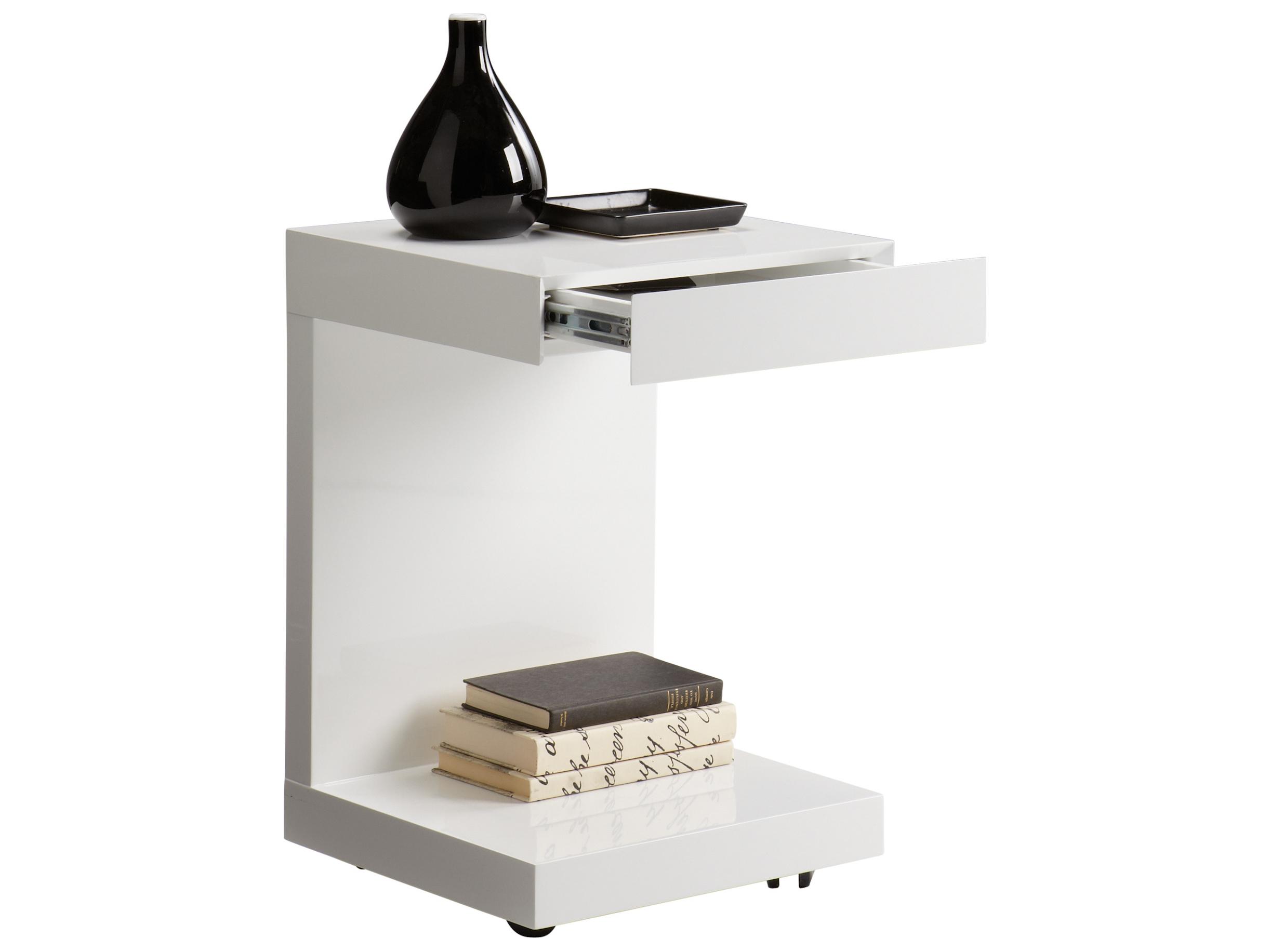 Sunpan Ikon Bachelor Square Wood High Gloss White End Table