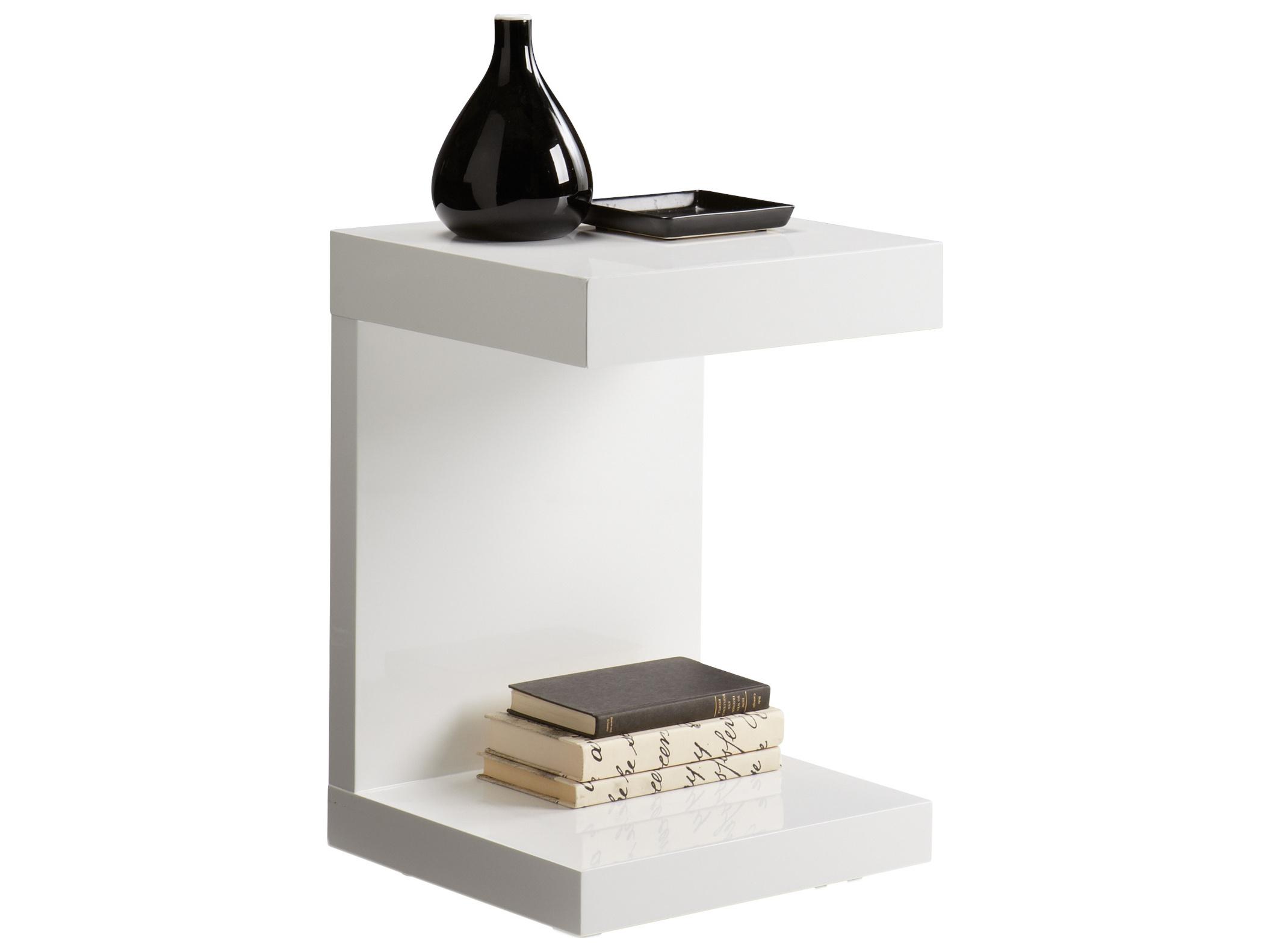 Sunpan Ikon Bachelor Square Wood High Gloss White End Table