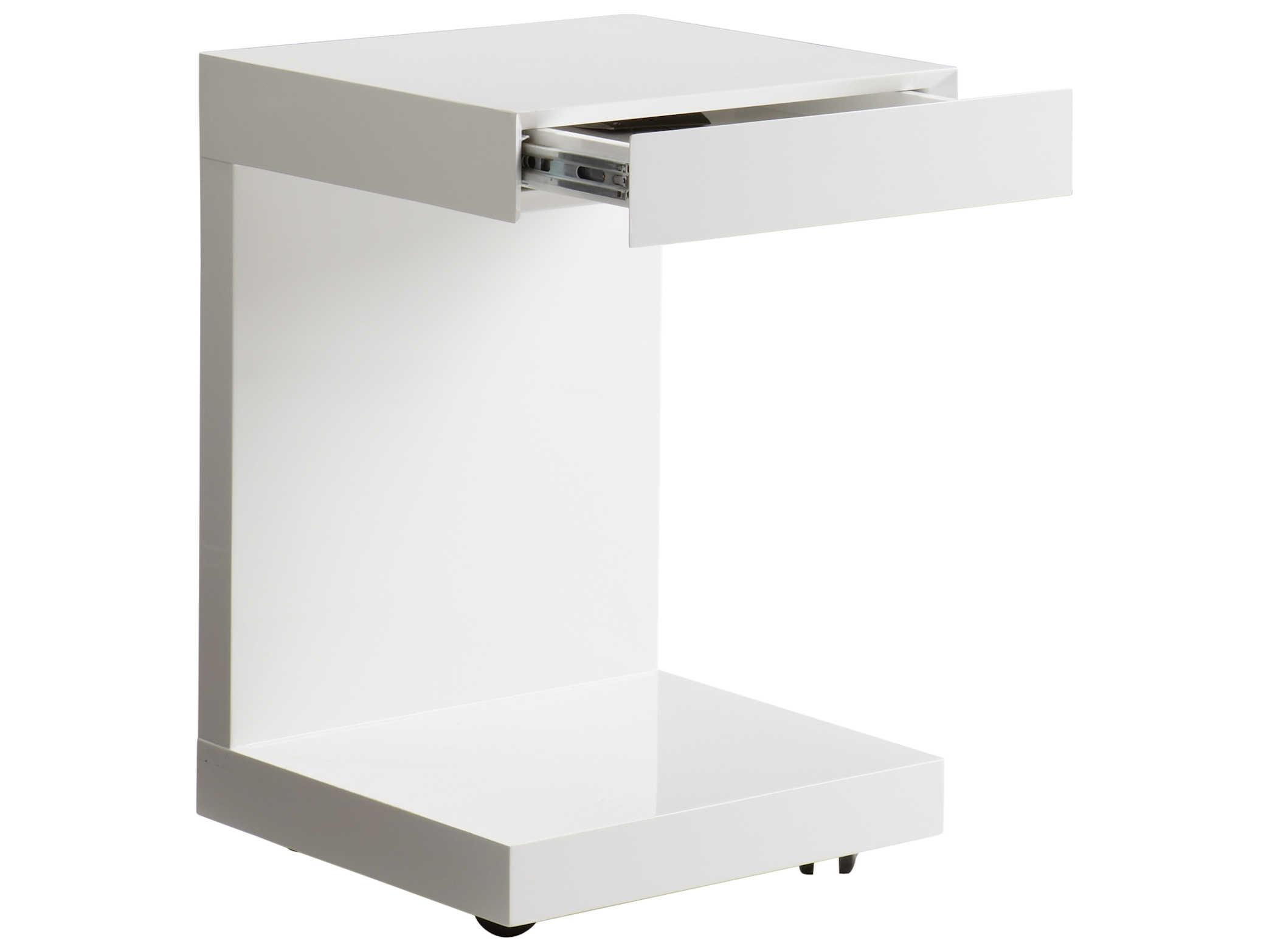Sunpan Ikon Bachelor Square Wood High Gloss White End Table