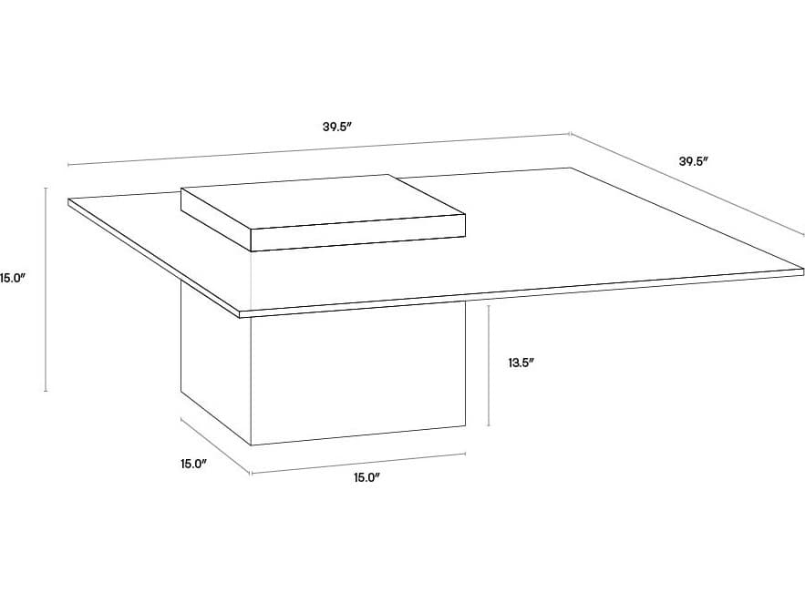 Sunpan Mixt Rectangular Glass Grey Coffee Table