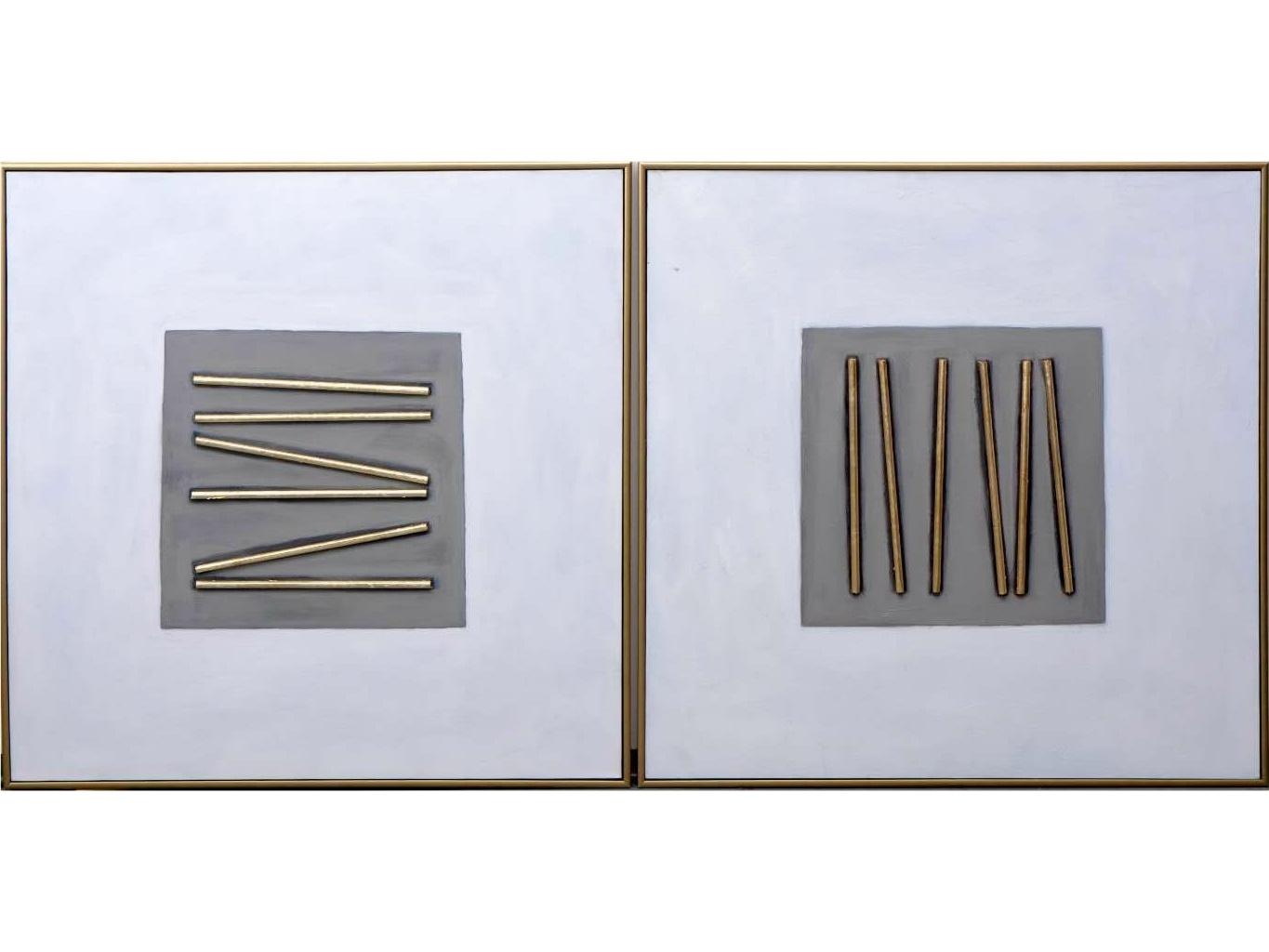 Sunpan Pick Up Sticks (Set Of 2) in 48" X 48" in Gold Floater Frame